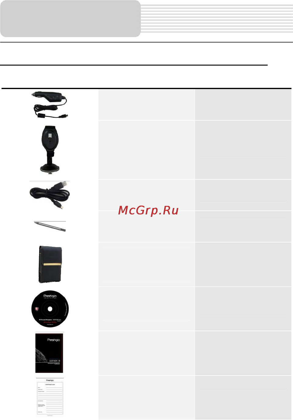 Prestigio GeoVision 4100BT [2/21] Комплектность