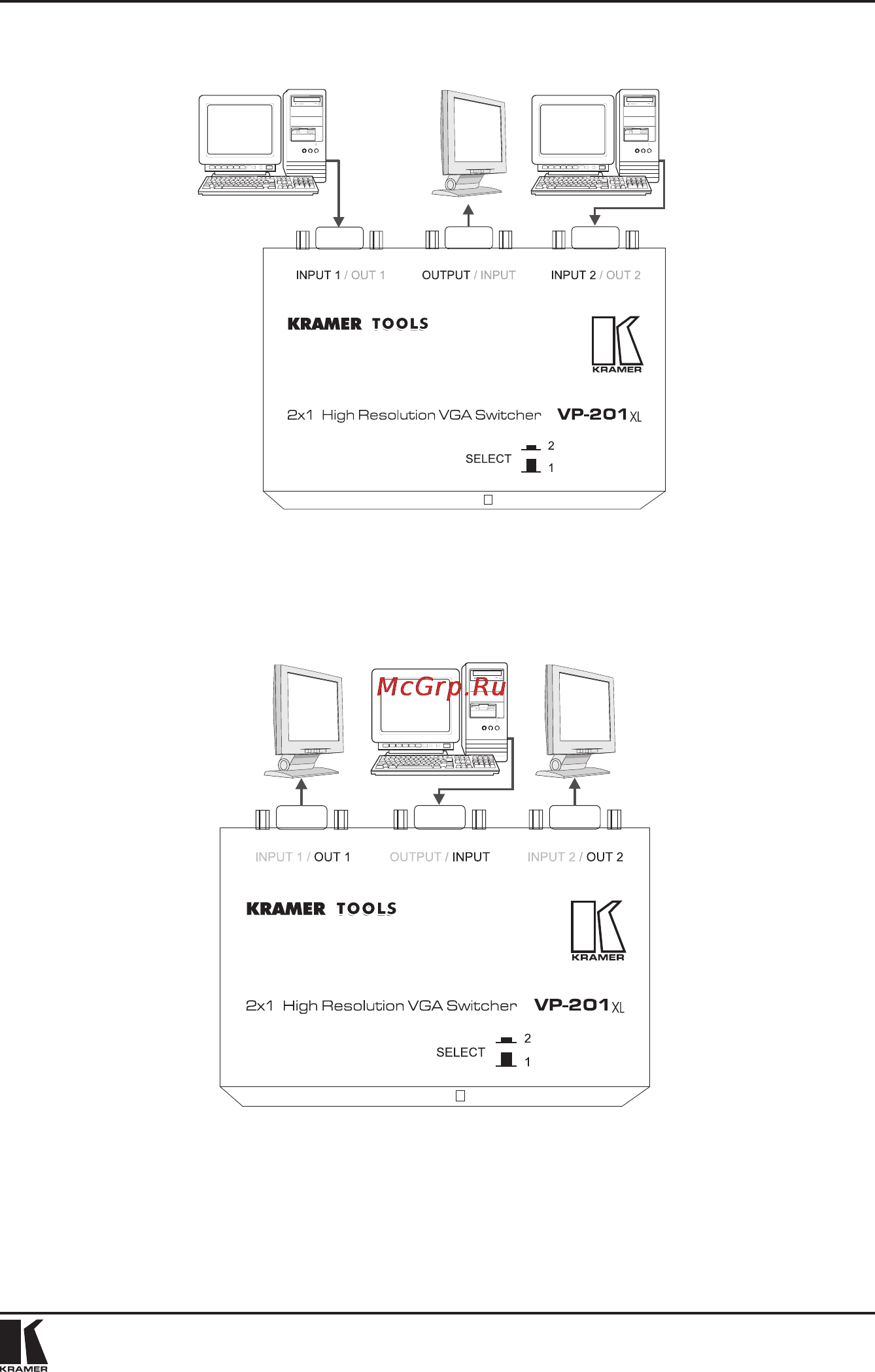 Kramer 4x1V [17/20] Рис 5 коммутация vga wuxga 2х1