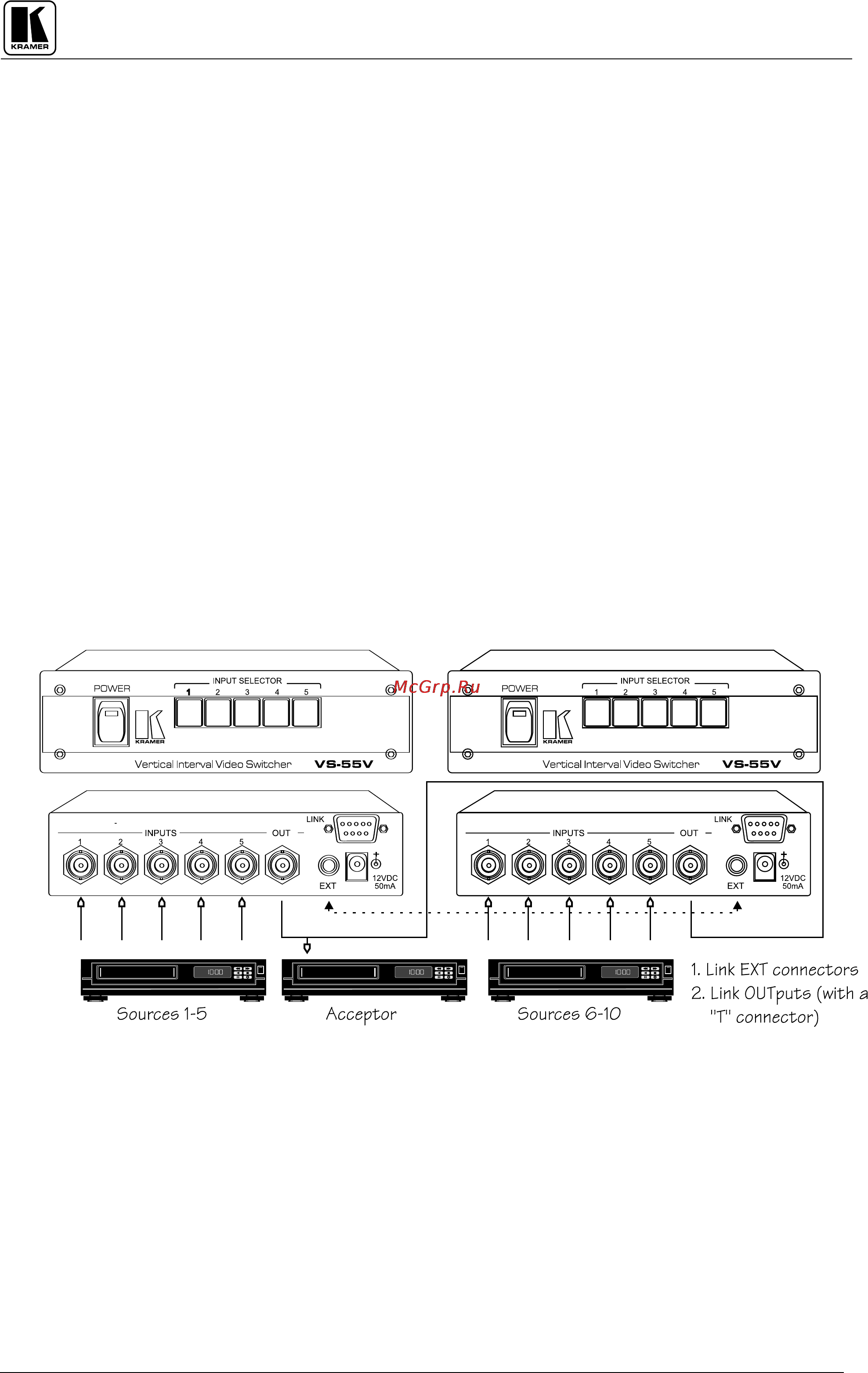 Kramer VS-55A [11/16] Extending a switcher