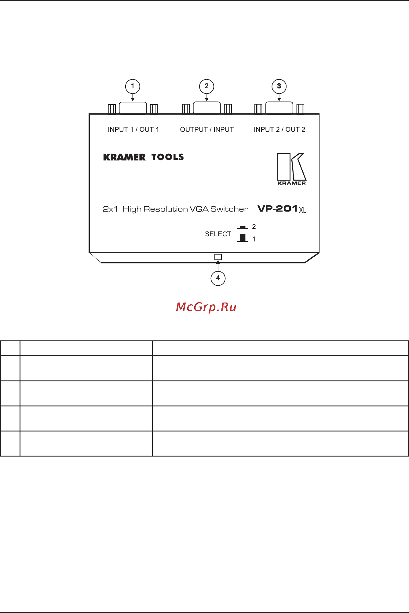 Kramer VP-201xl [4/8] Ваш коммутатор 2x1 сигнааов vga высокого разрешения vp 201xl