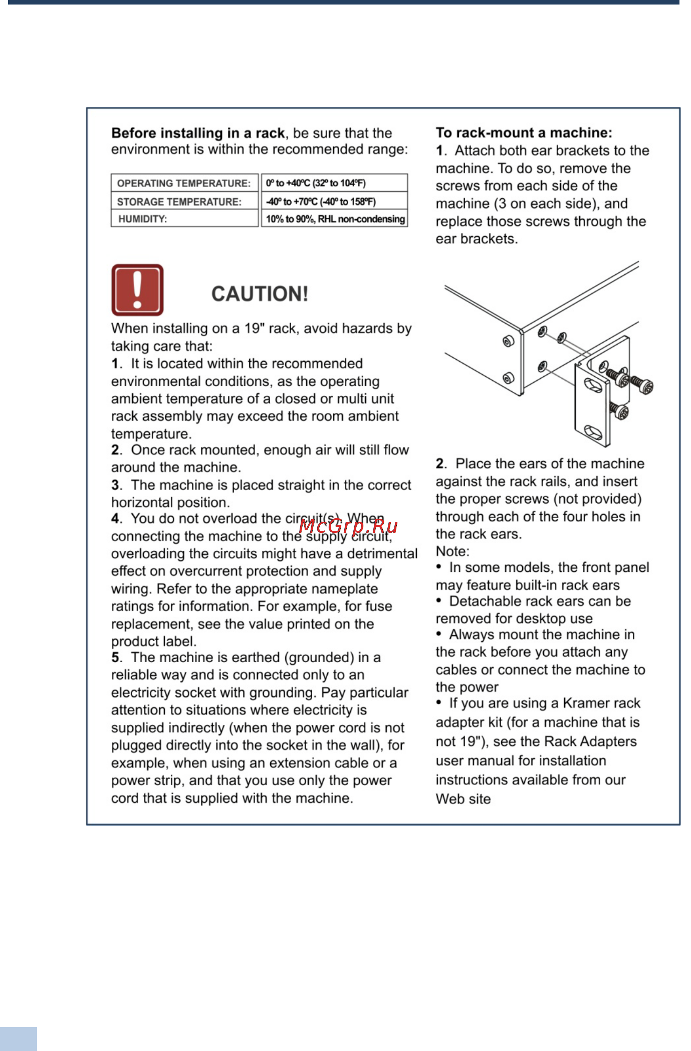 Kramer VP-28 [12/42] This section provides instructions for rack mounting the unit