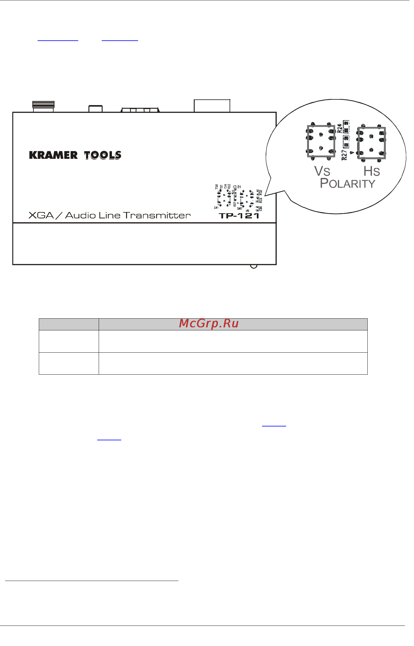 Kramer TP-104HD [13/33] The tp 121 internal polarity switches