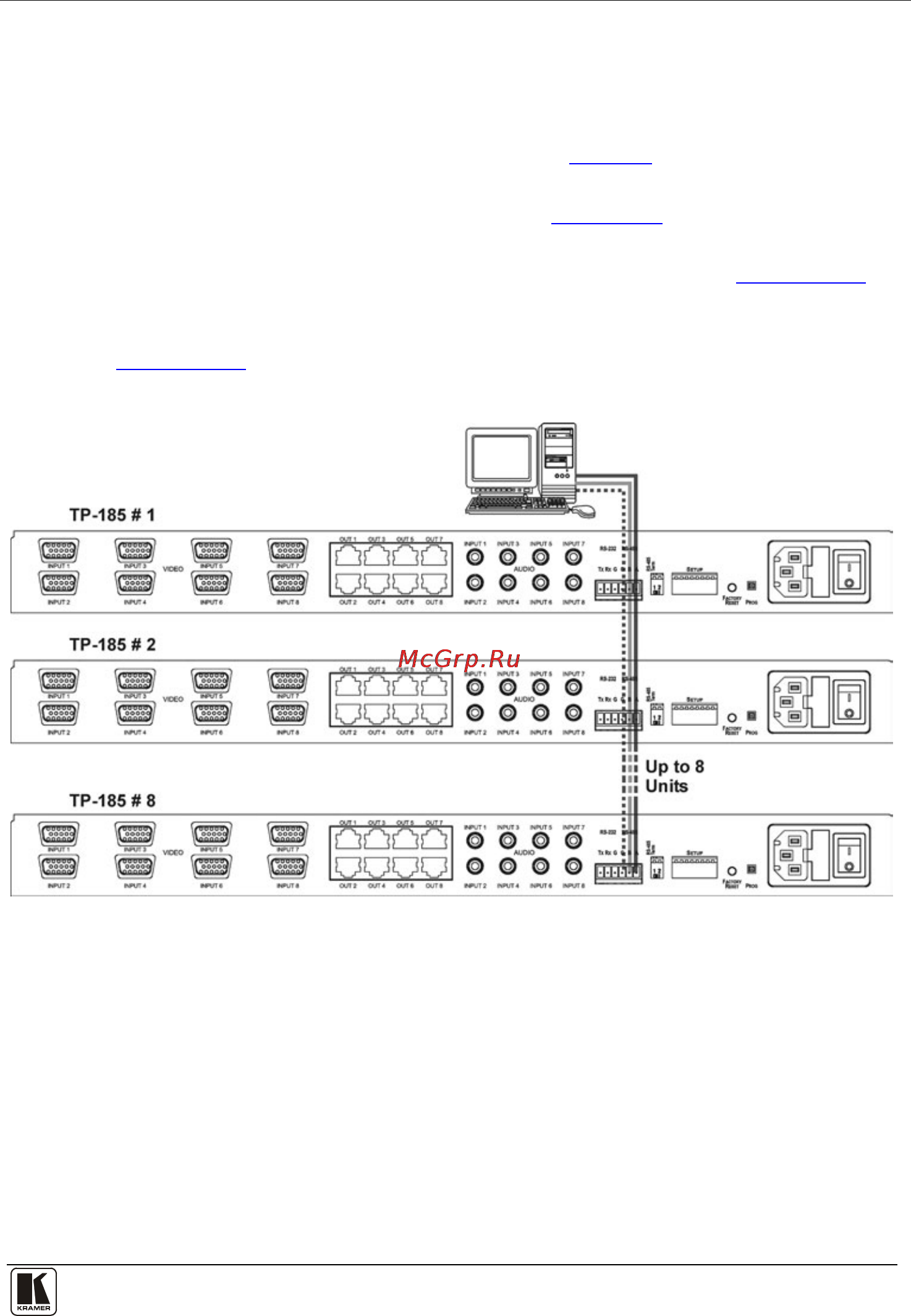 Kramer TP-185 [12/21] Connecting multiple tp 185 units via the rs 485 bus