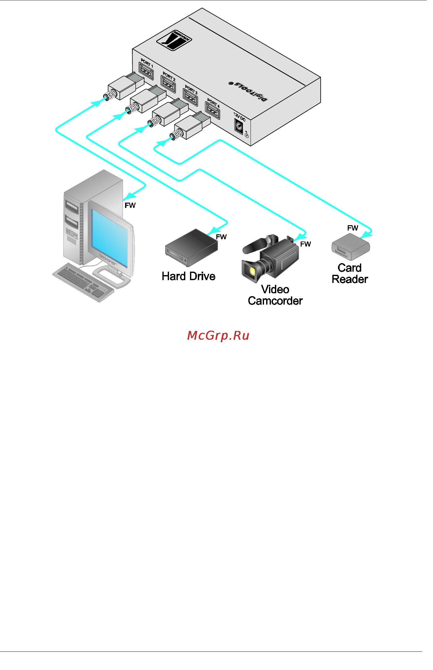 Kramer VS-40FW [10/13] Powering the firewire devices