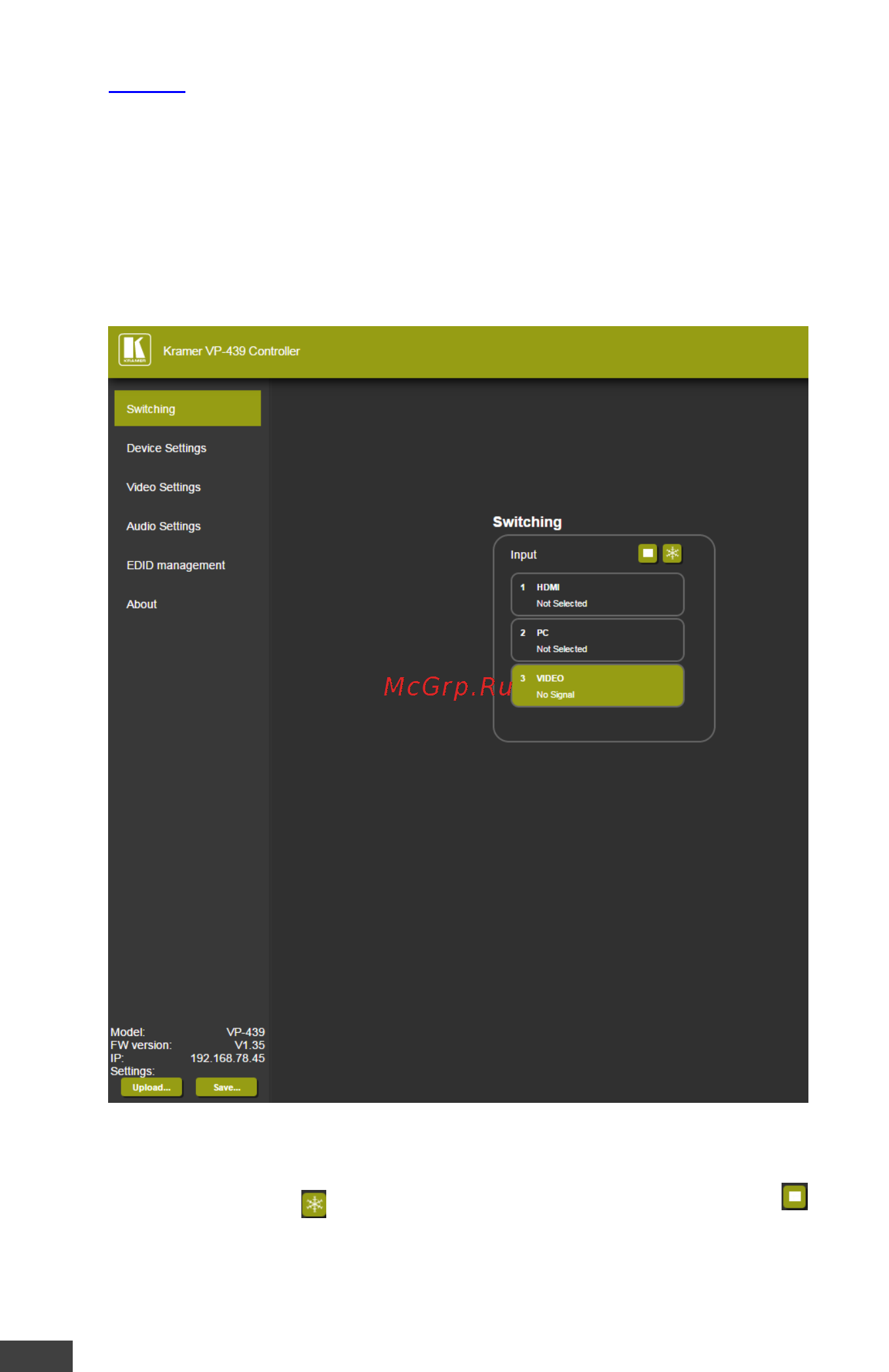 Kramer VP-439 [23/52] The input select page