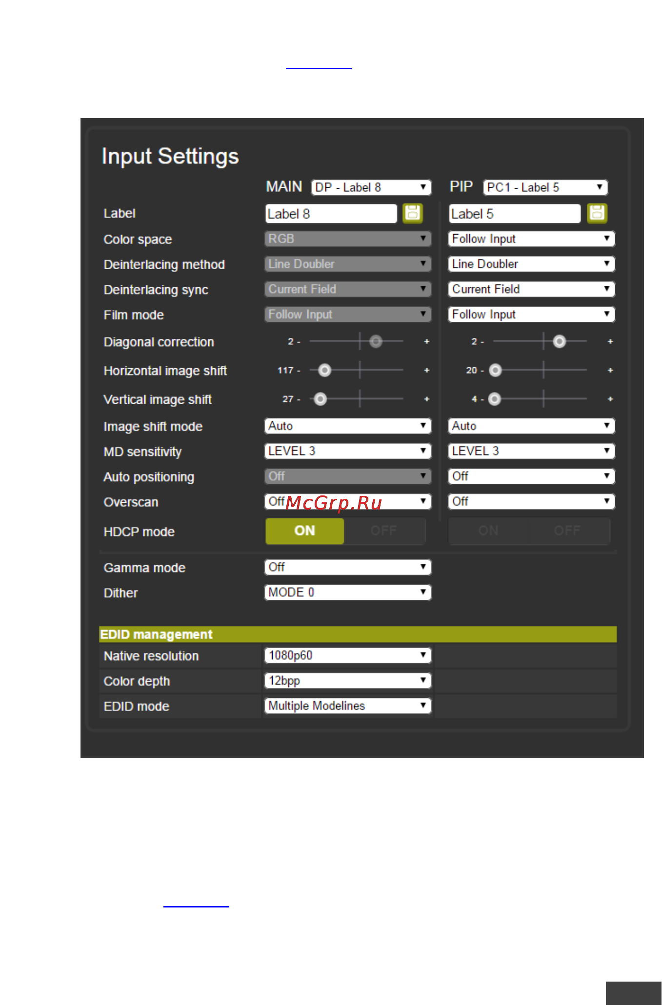 Kramer VP-770 [81/123] The input settings page
