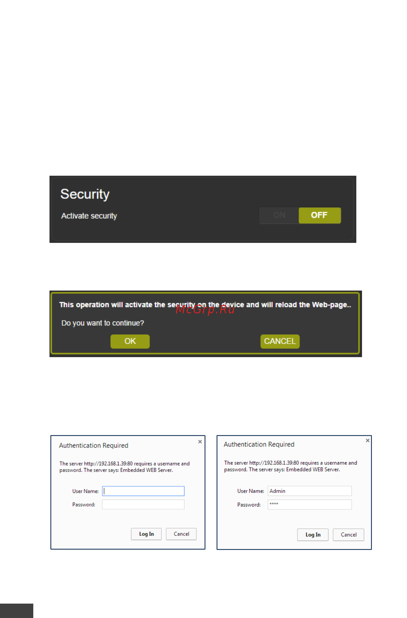 Kramer VP-770 [96/123] The security page