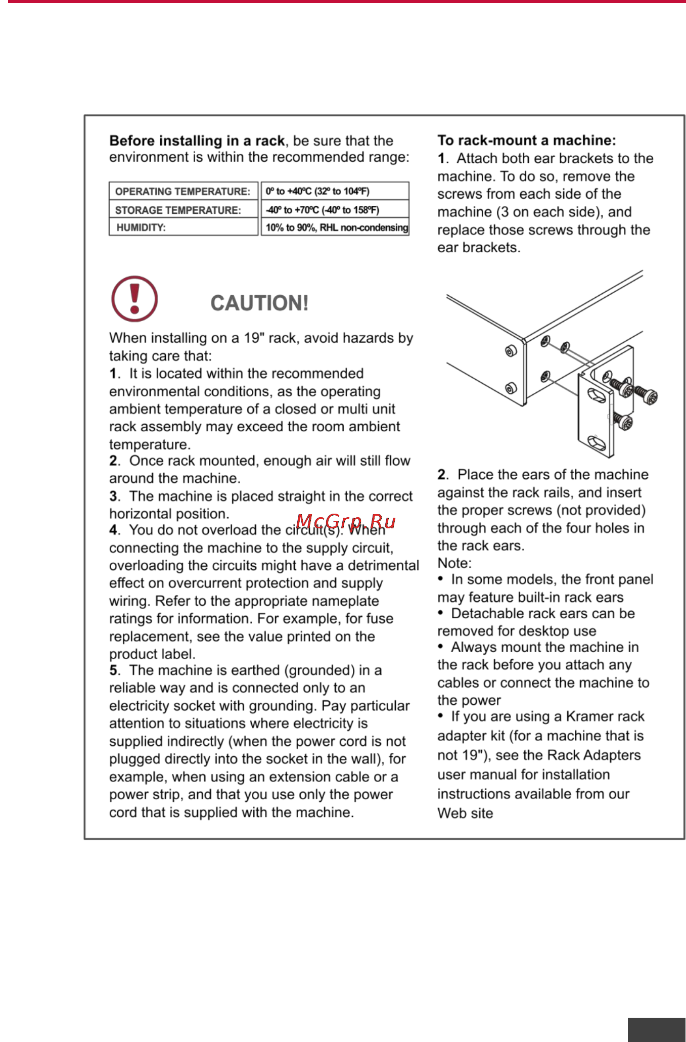 Kramer VP-771 [19/129] This section provides instructions for rack mounting the unit