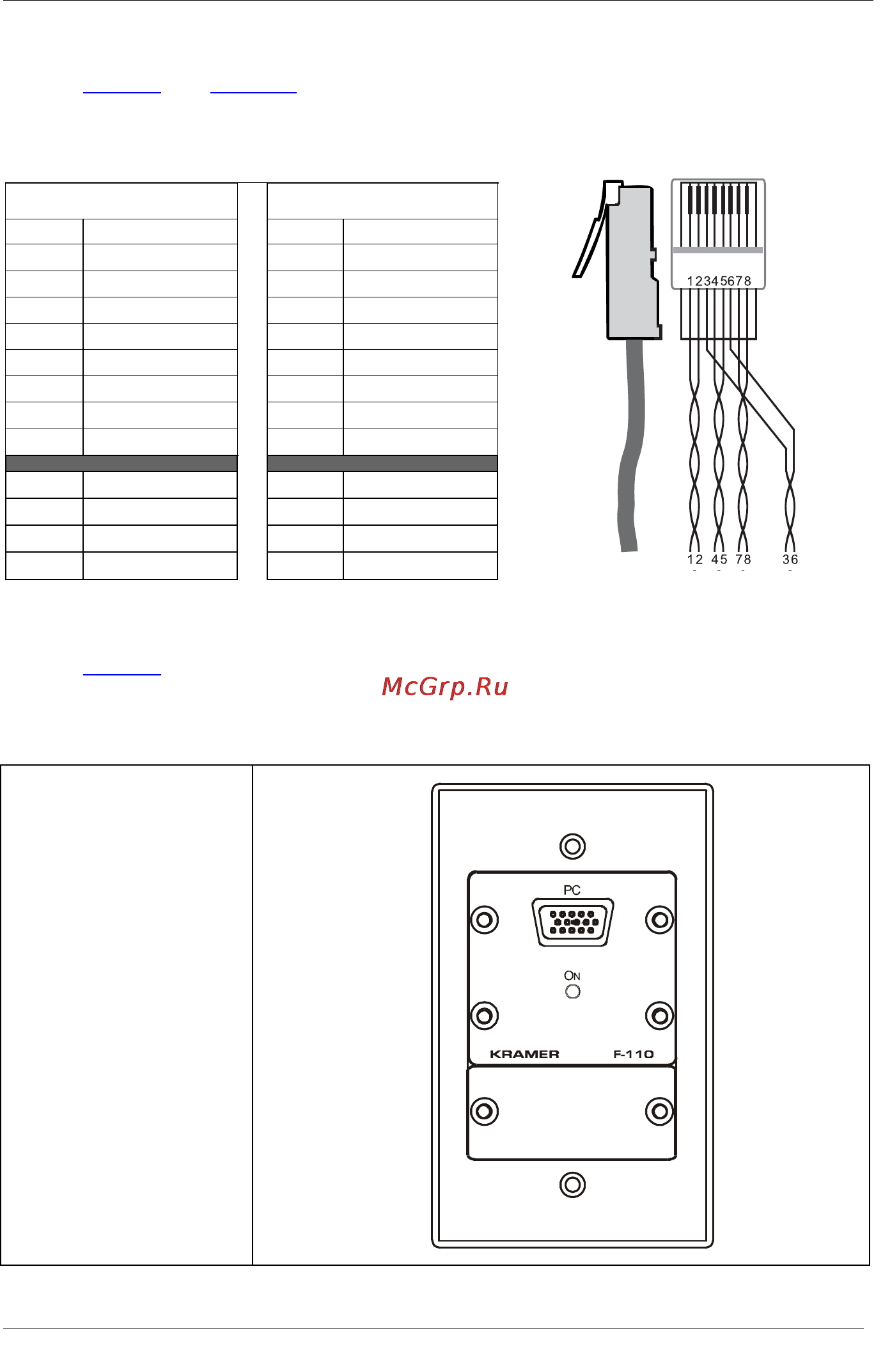 Kramer F-110 [10/14] Wiring the cat 5 line in line out rj 45 connectors