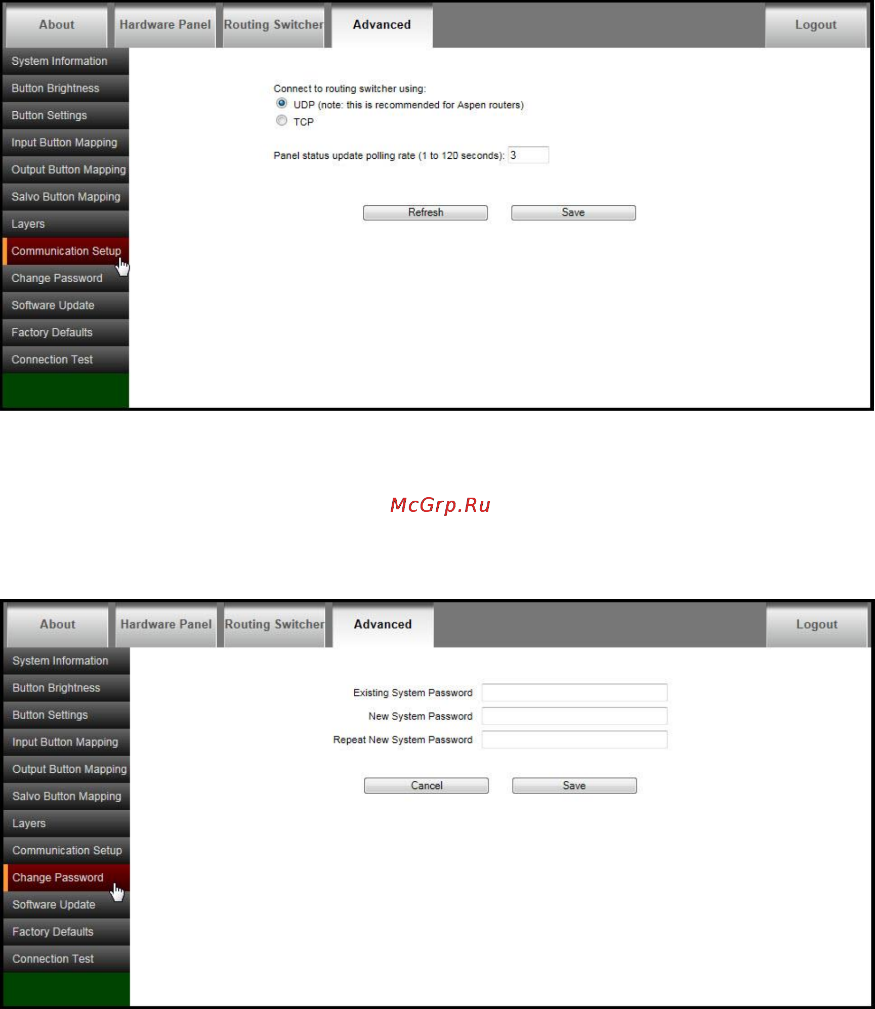 Kramer Aspen RCP-1616 [31/52] Communication setup