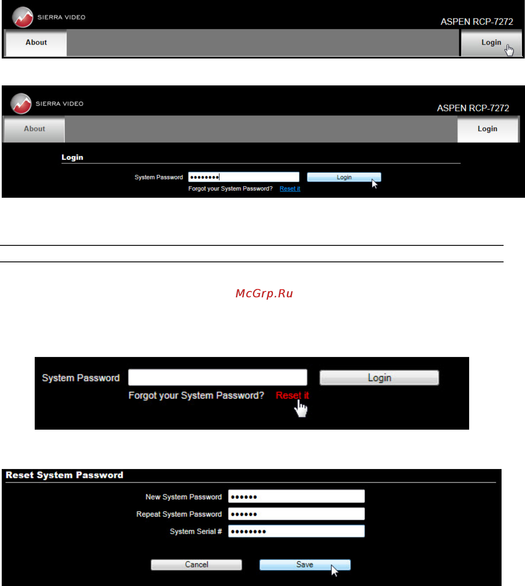 Kramer Aspen RCP-7272 [16/48] Changing password