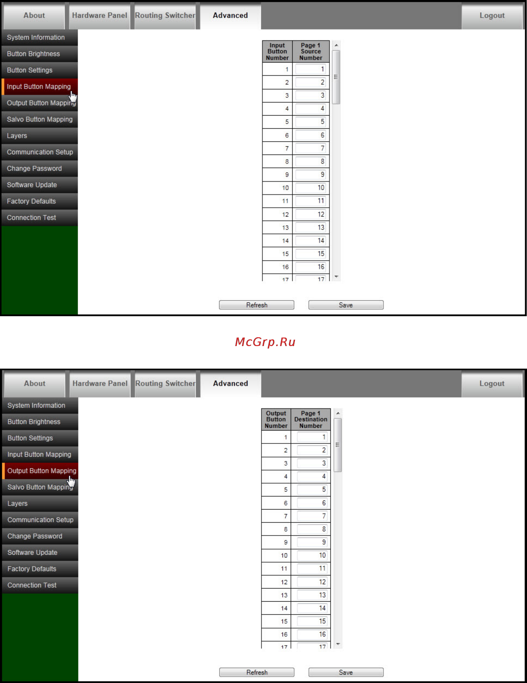 Kramer Aspen RCP-7272 [26/48] Input button mapping
