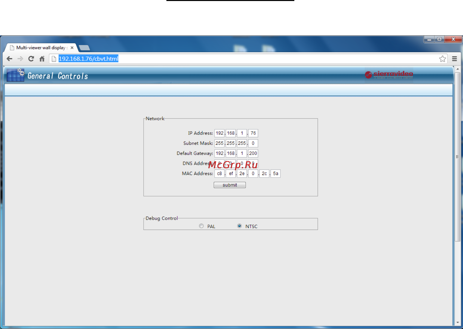 Kramer SierraView™ SVG Multi Viewer [28/85] Setting tv format pal ntsc