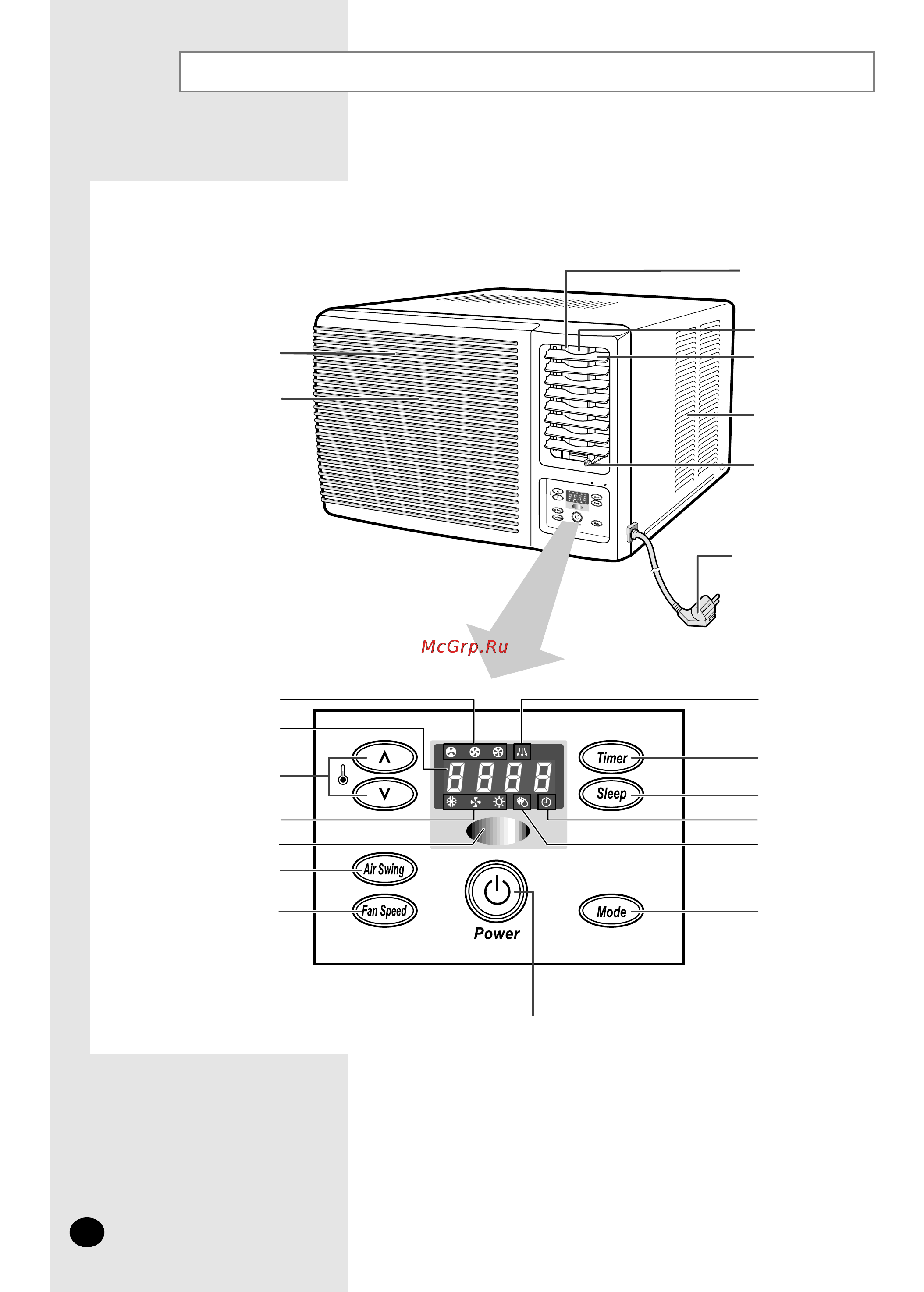 Samsung AZ09 F1TEA [4/22] Кондиционер основные компоненты кнопки и дисплей