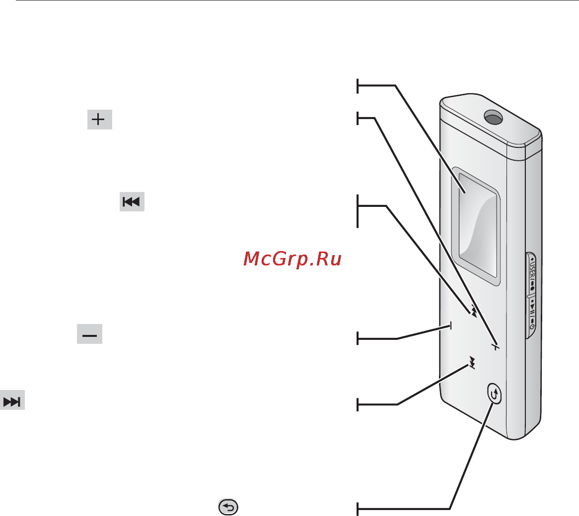 Samsung YP-U3ZP (1Gb) P [11/64] Для увеличения уровня громкости или перехода к пункту меню более высокого уровня
