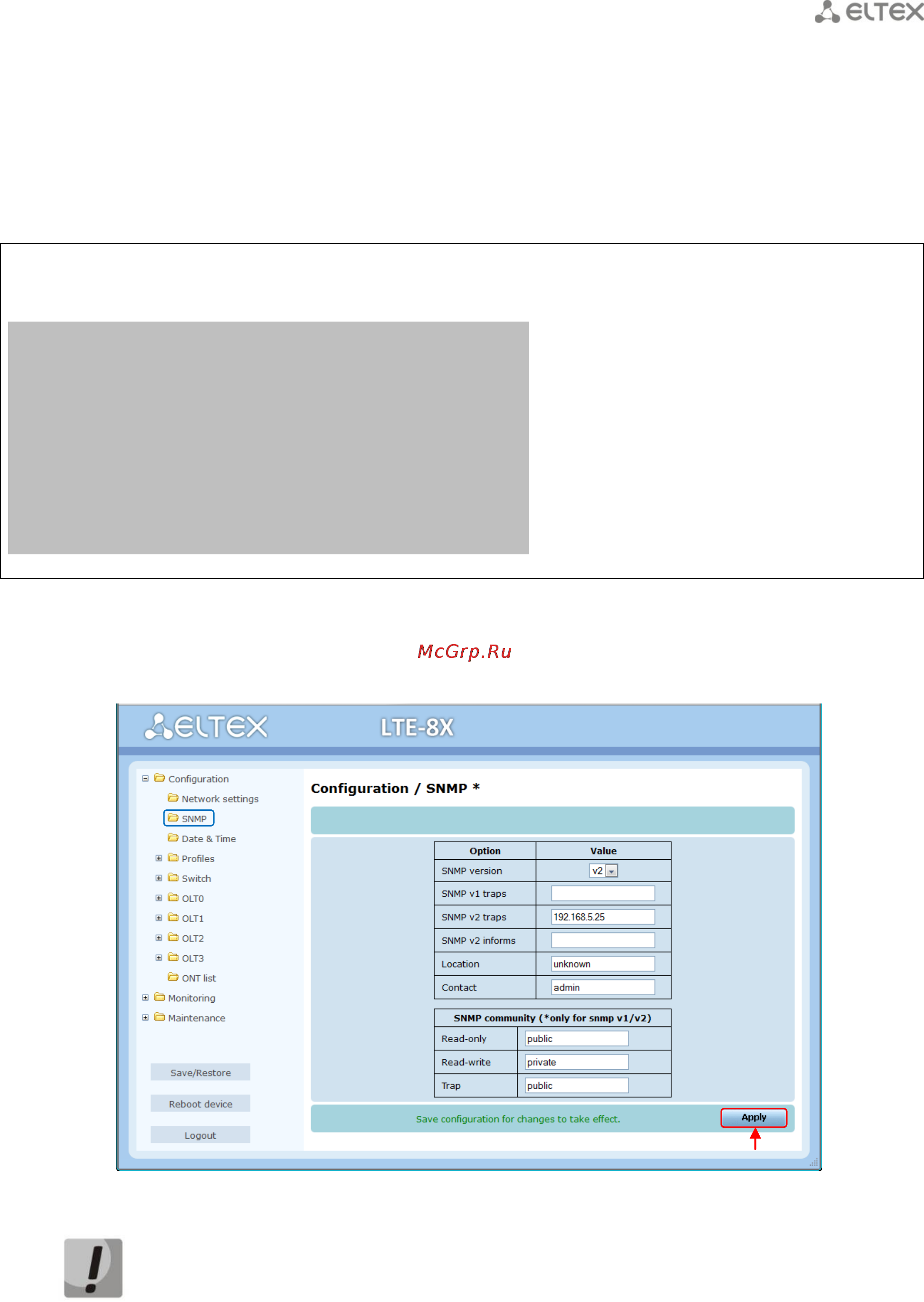 Eltex OLT LTE-8X [11/28] Настройка сервисов snmp syslog ntp