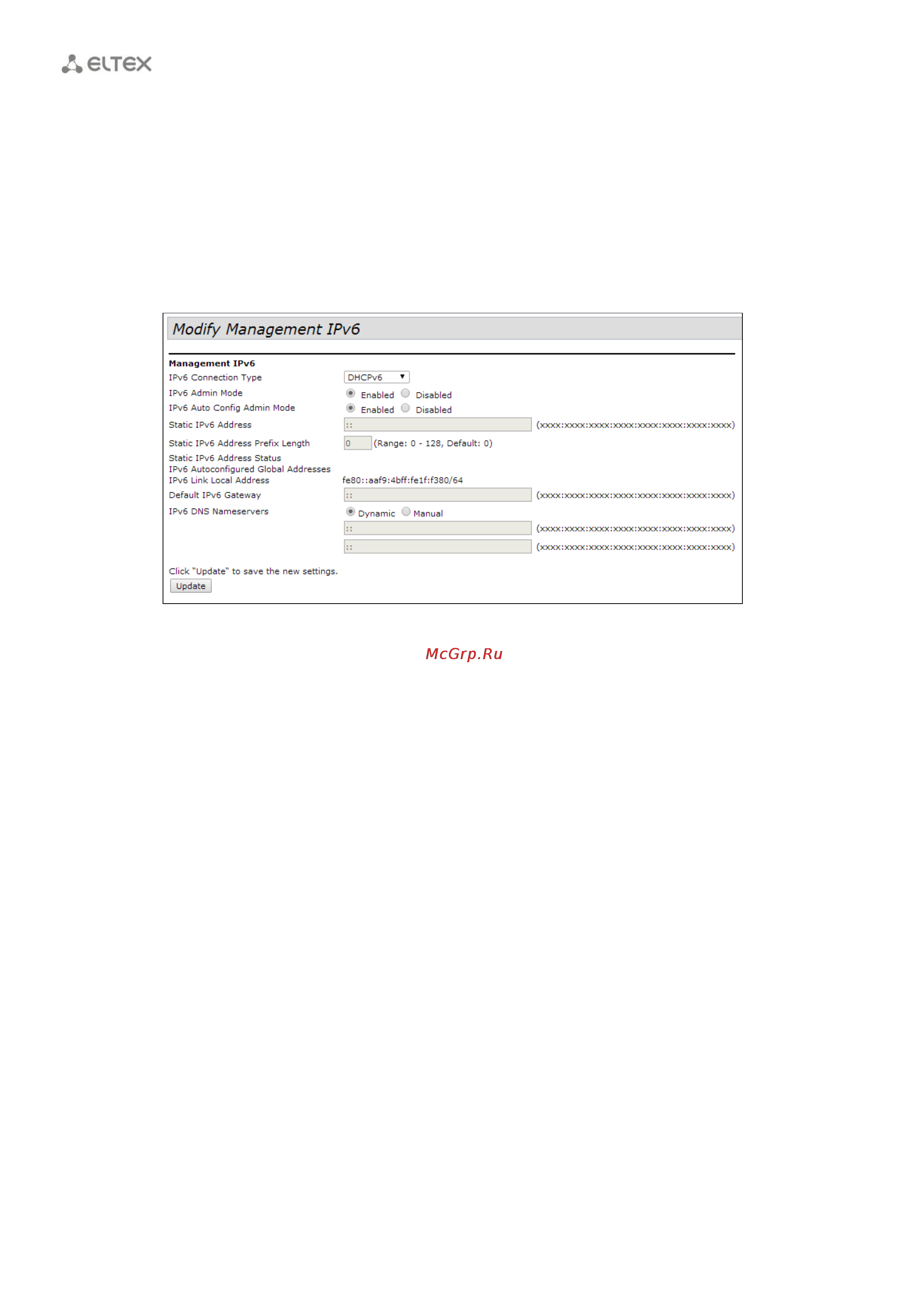Eltex WEP-12AC [22/90] Подменю management ipv6