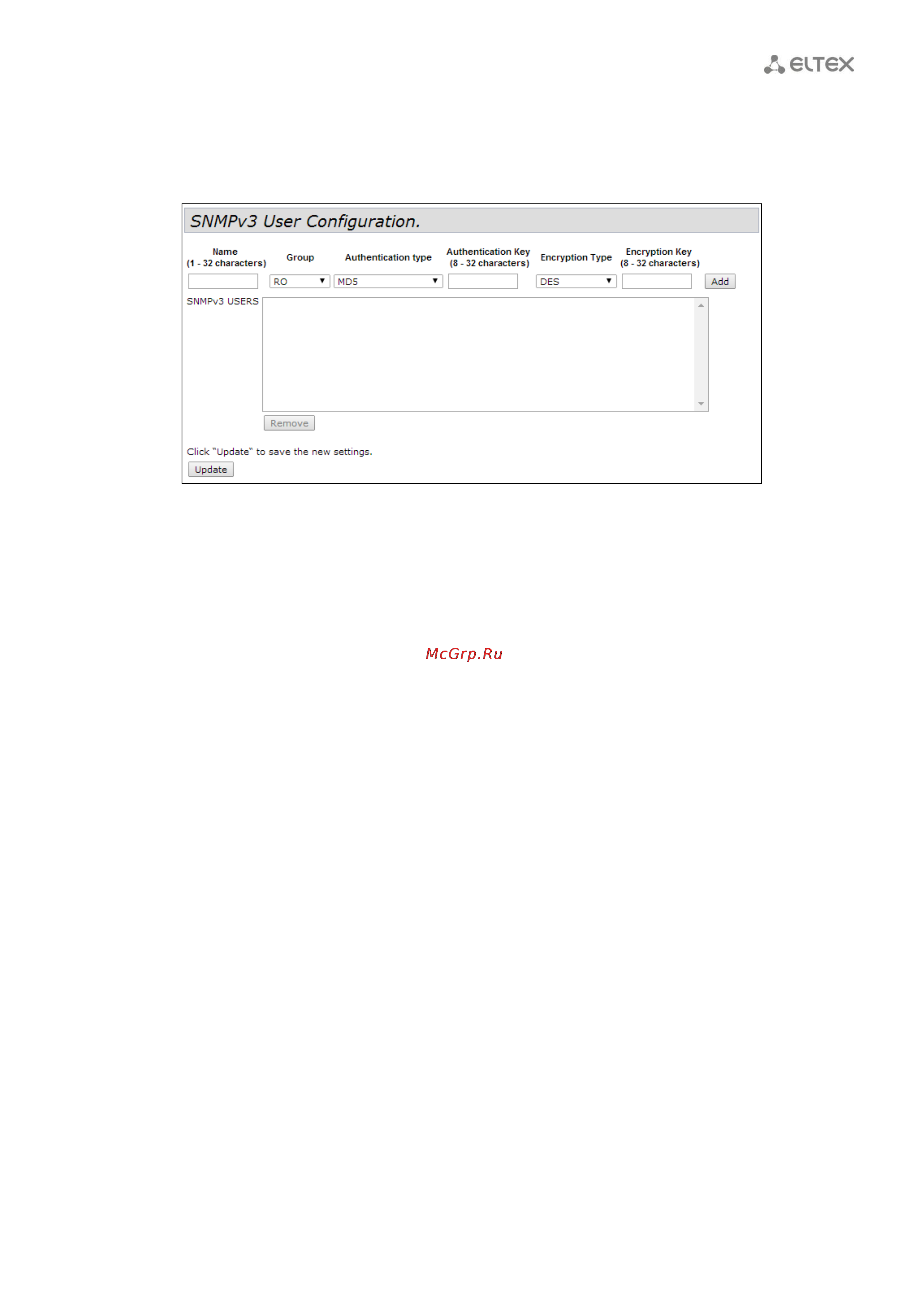 Eltex WEP-12AC [53/90] Подменю snmpv3 users