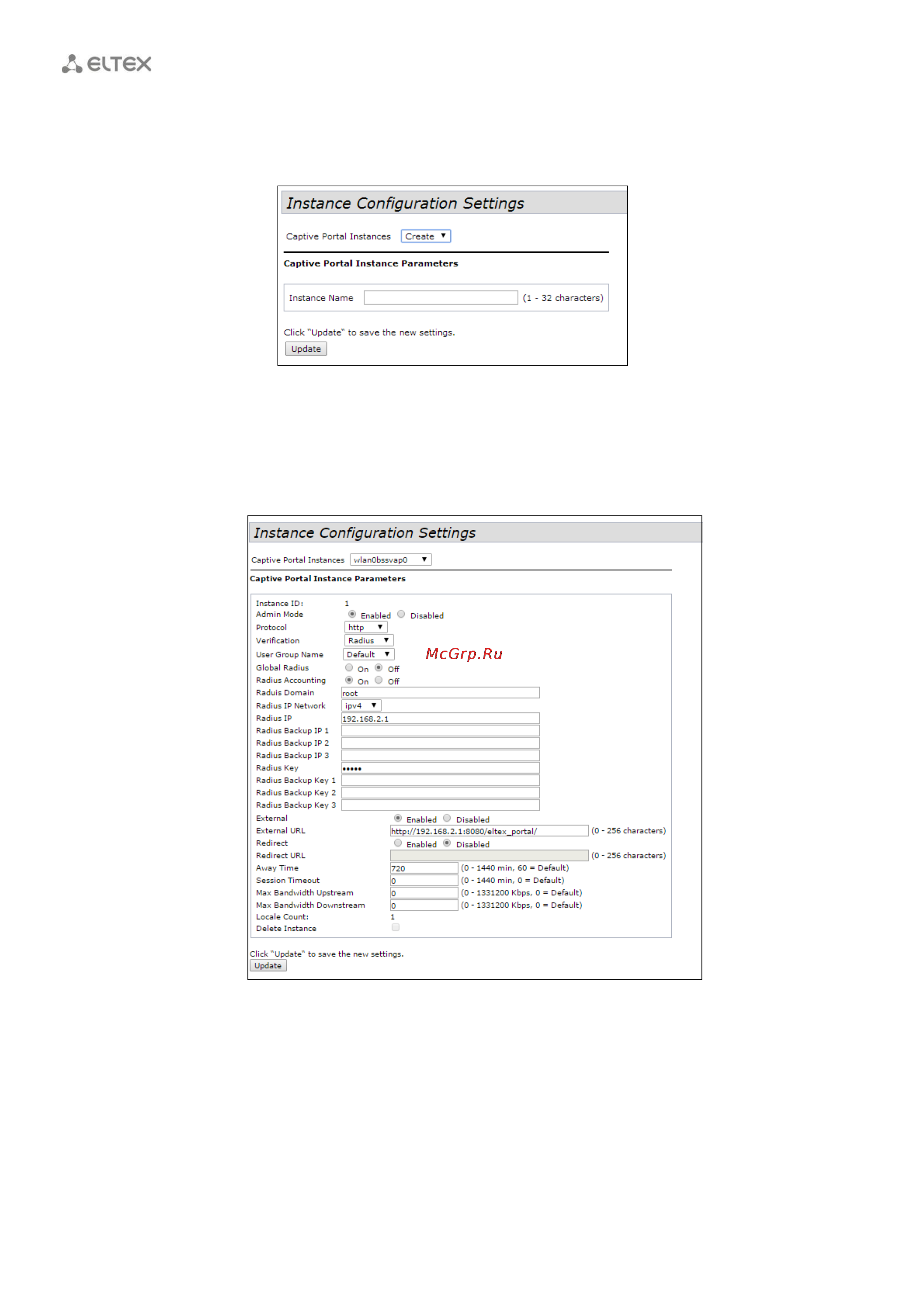 Eltex WEP-12AC [72/90] Подменю instance configuration