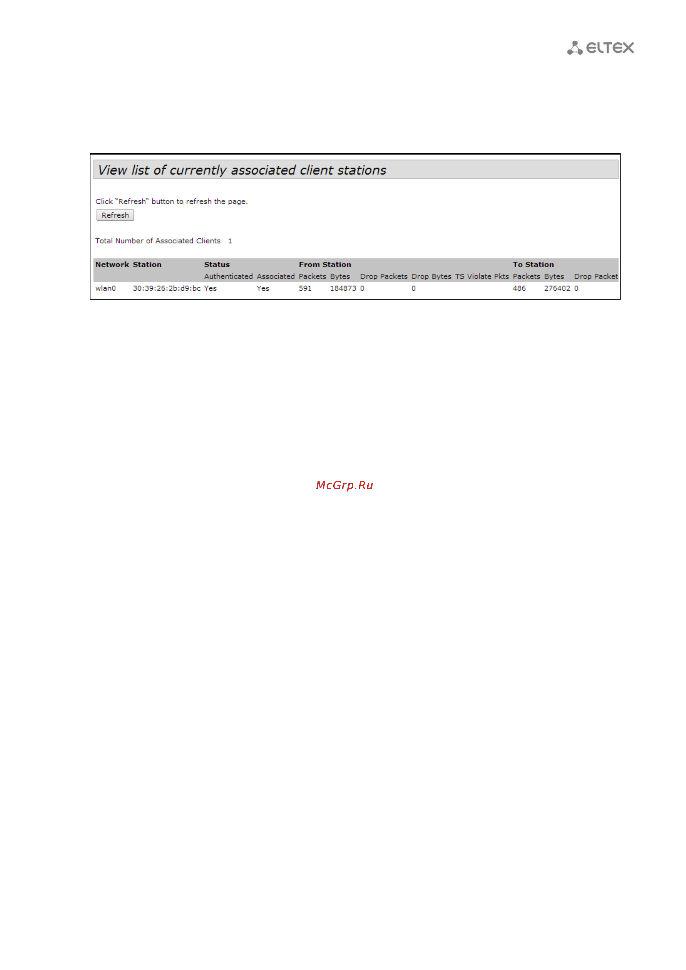 Eltex WOP-12AC [17/90] Подменю client associations