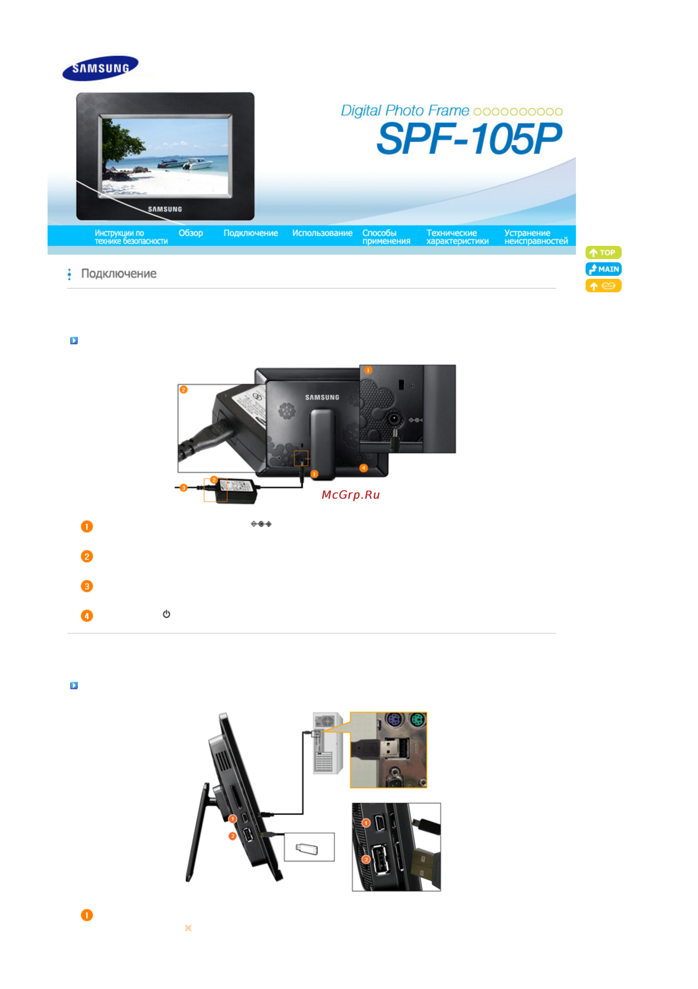 Samsung SPF-105P [11/29] Питани