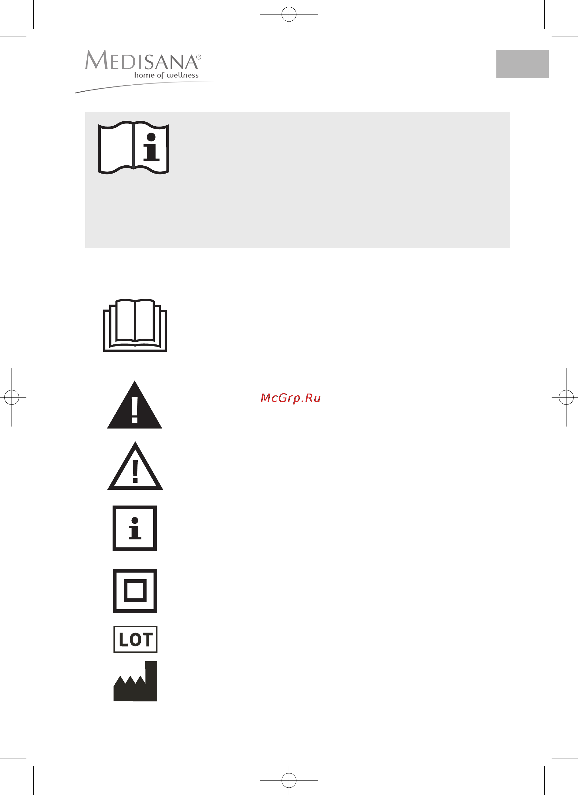 Medisana MCN [21/114] Important information retain for future use