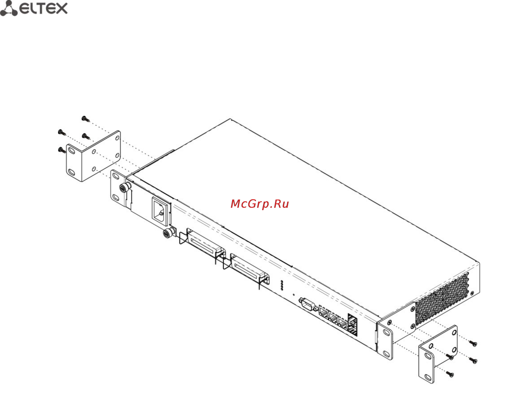 Eltex TAU-32М.IP (32 FXS/FXO) [24/214] Крепление кронштейнов