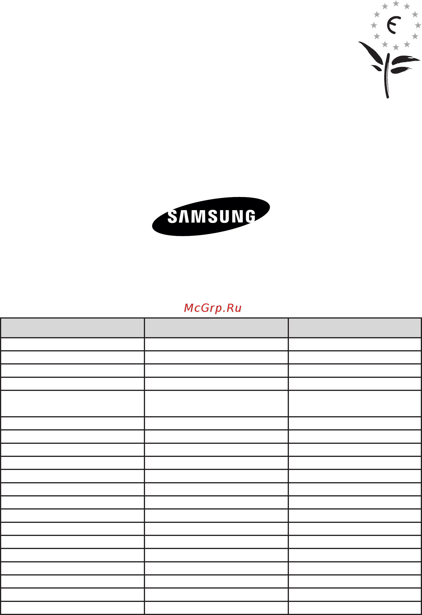 Samsung HDC6255BG/BWT [7/7] Country call or visit us online at