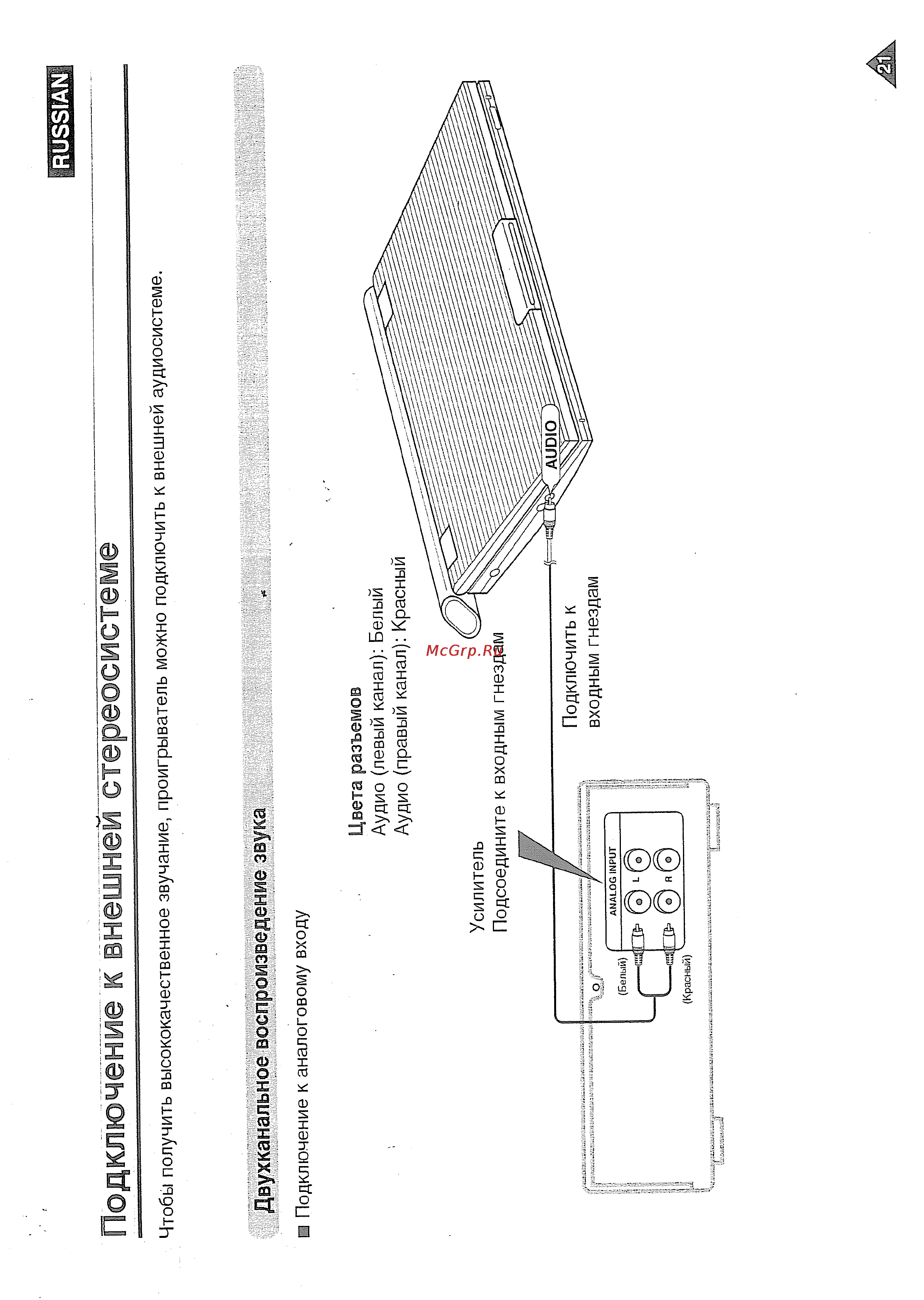 Samsung DVD-L1200 [21/63] Подключение к внешнем стереосистеме
