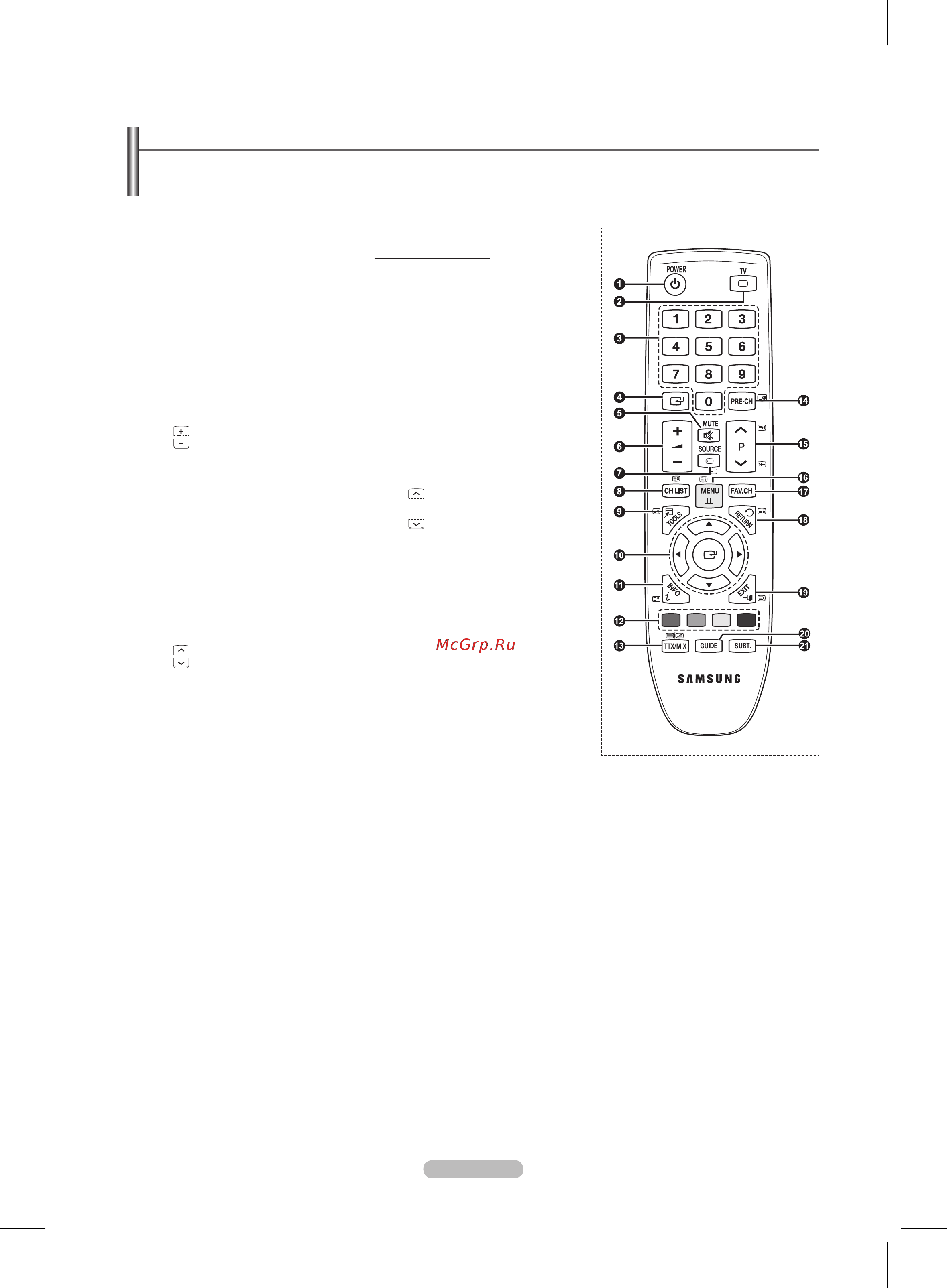 Samsung PS-50 B430P2W [8/32] Пульт дистанционного управления