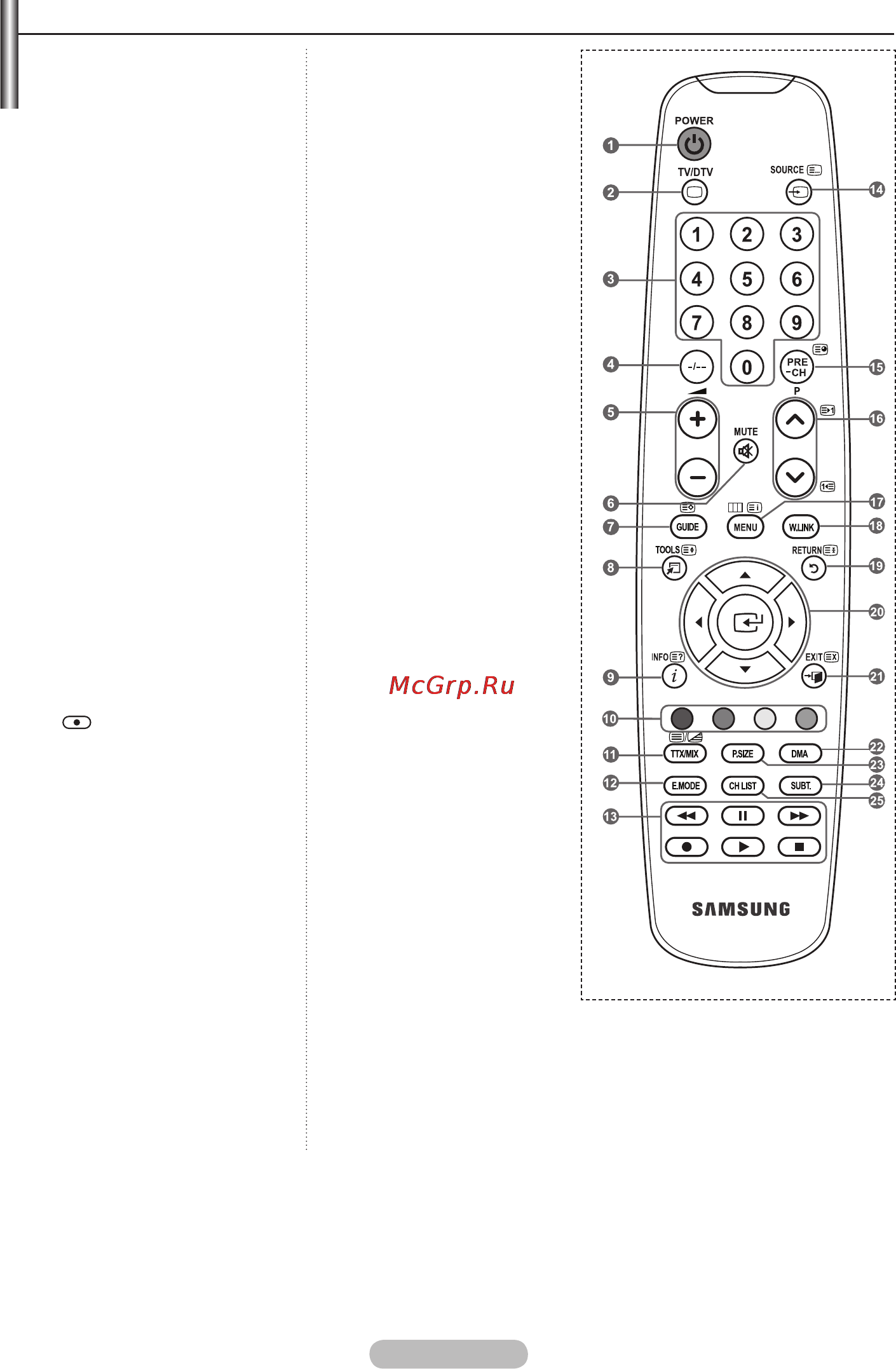 Samsung LE-40 A556 P1F [10/71] Использование пульта дистанционного управления ду