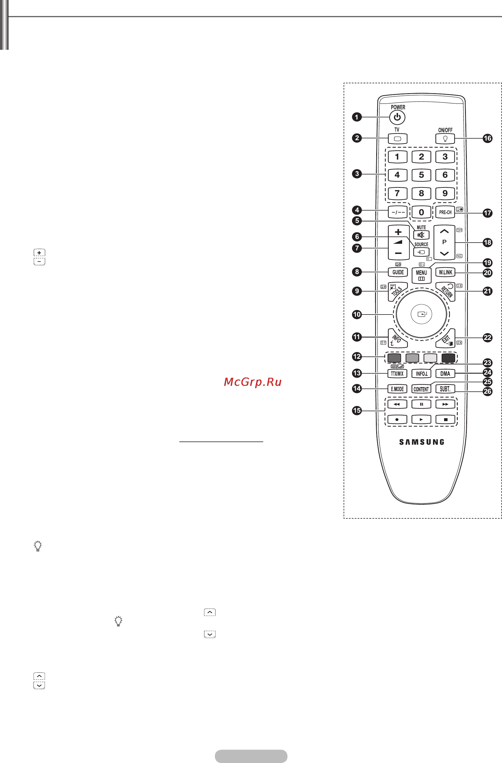 Samsung PS-63 A756T1M [8/66] Пульт дистанционного управления