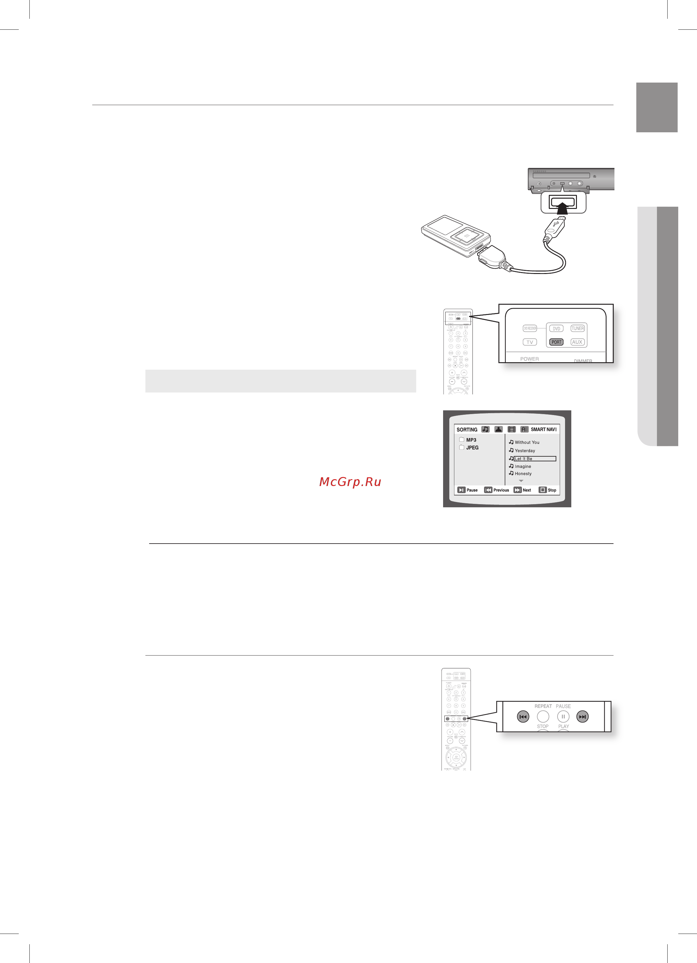 Samsung HT-TKZ215R [49/86] В режиме usb невозможно изменять разрешения или использовать меню настройки