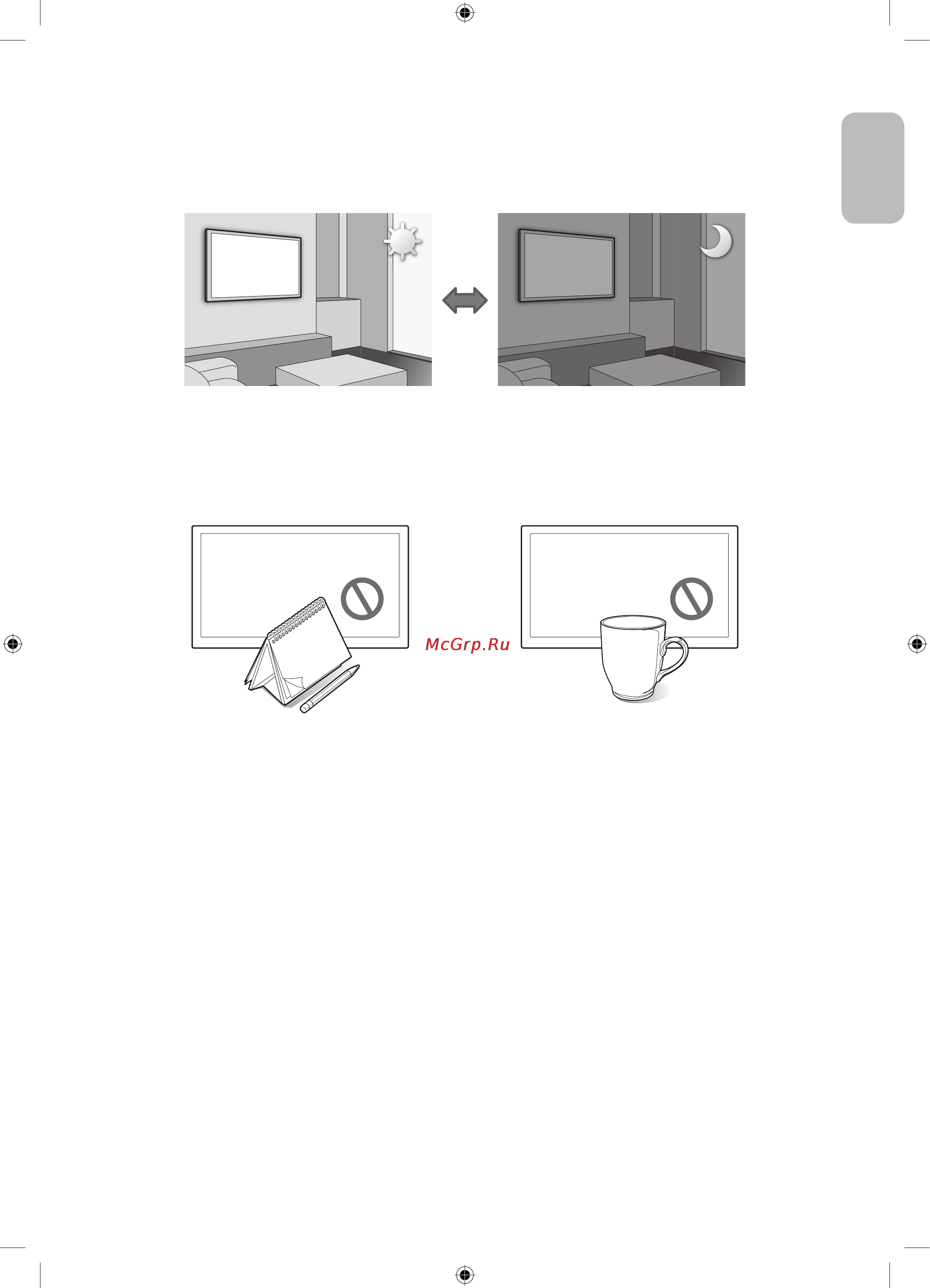 Samsung UE48H5510AK [17/21] Меры предосторожности в отношении датчика экономичного режима и яркости экрана