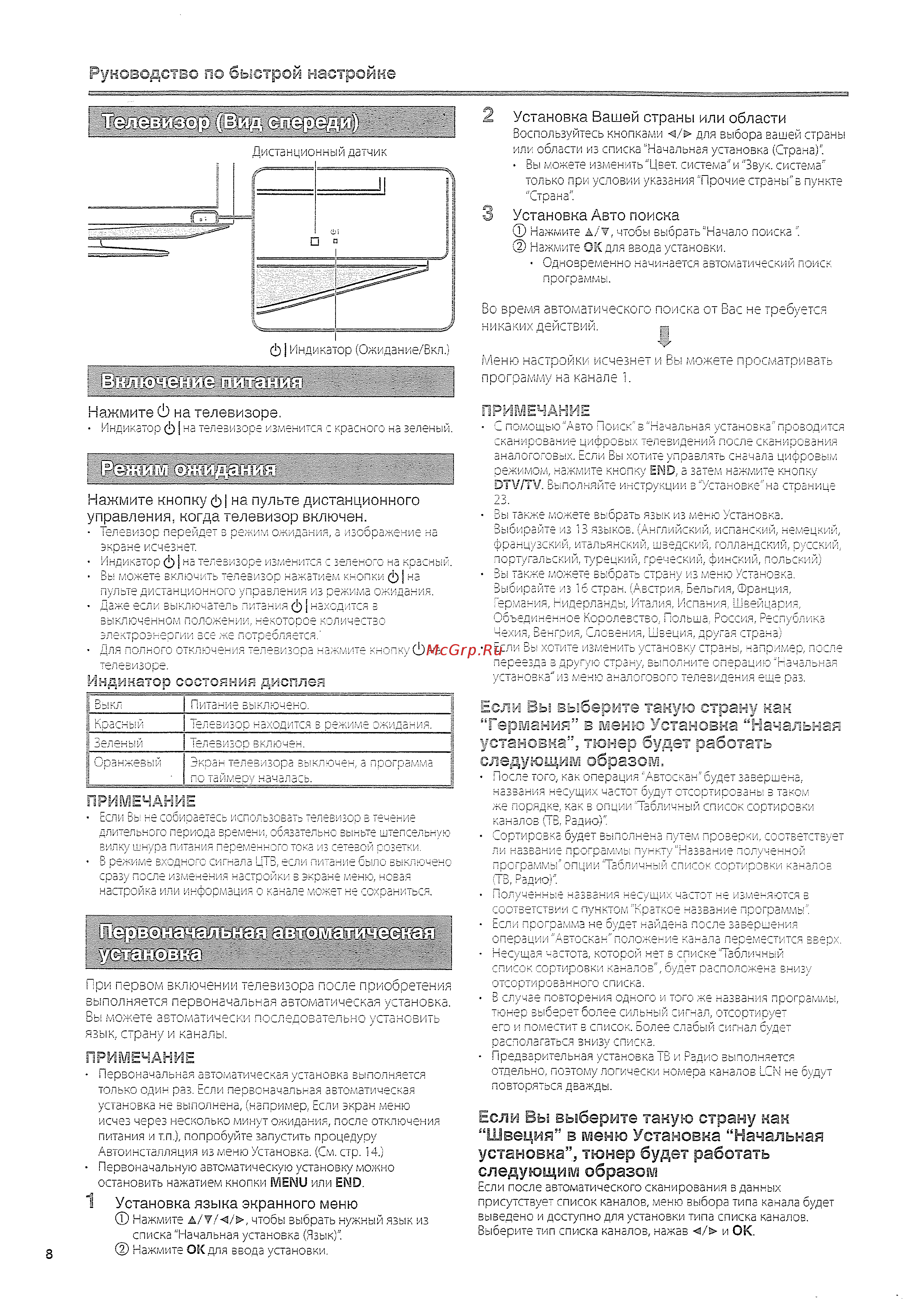 Sharp LC-20 AD5RUBK [10/40] Включение питдния
