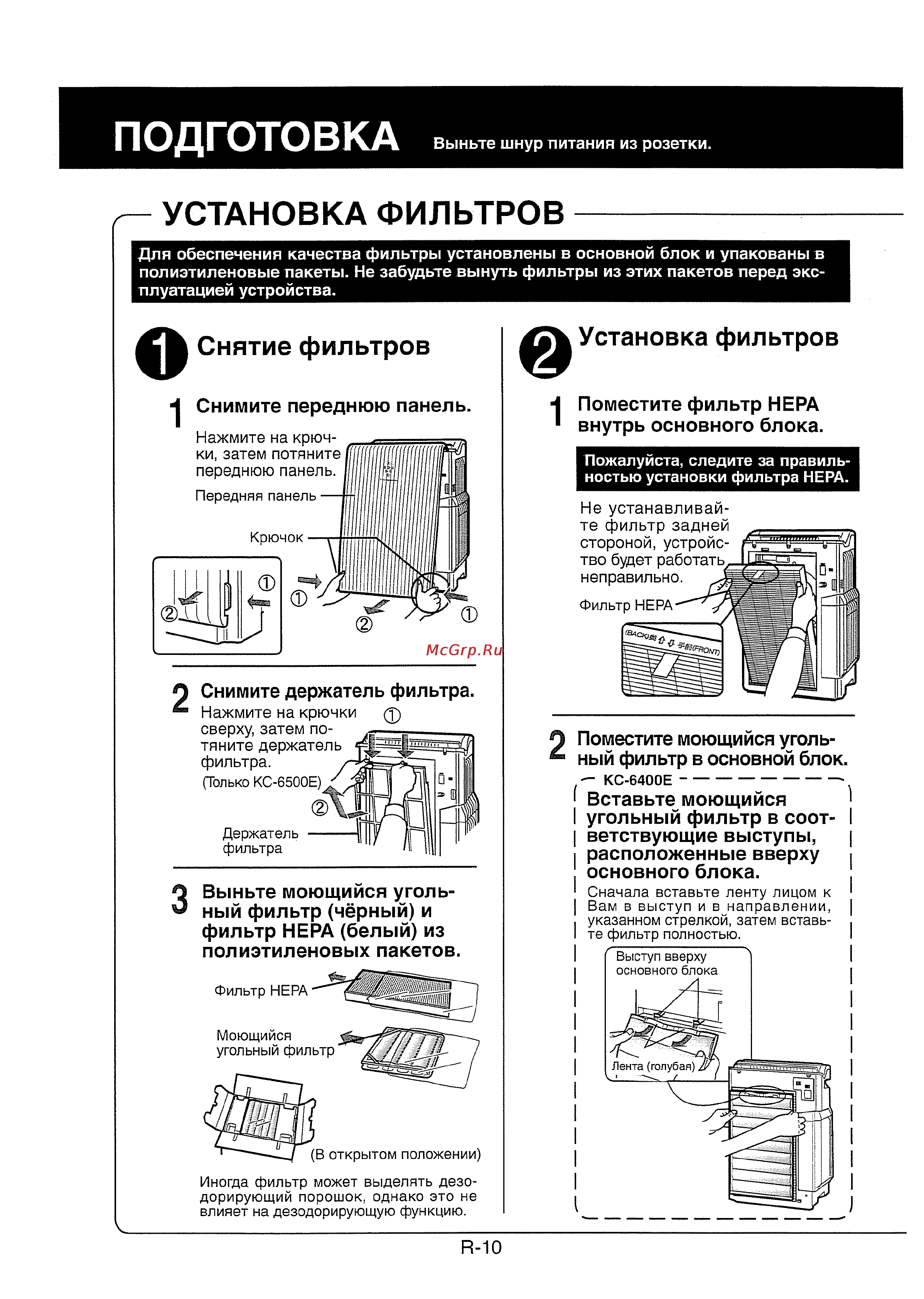 Sharp KC6400E [11/28] Фильтров