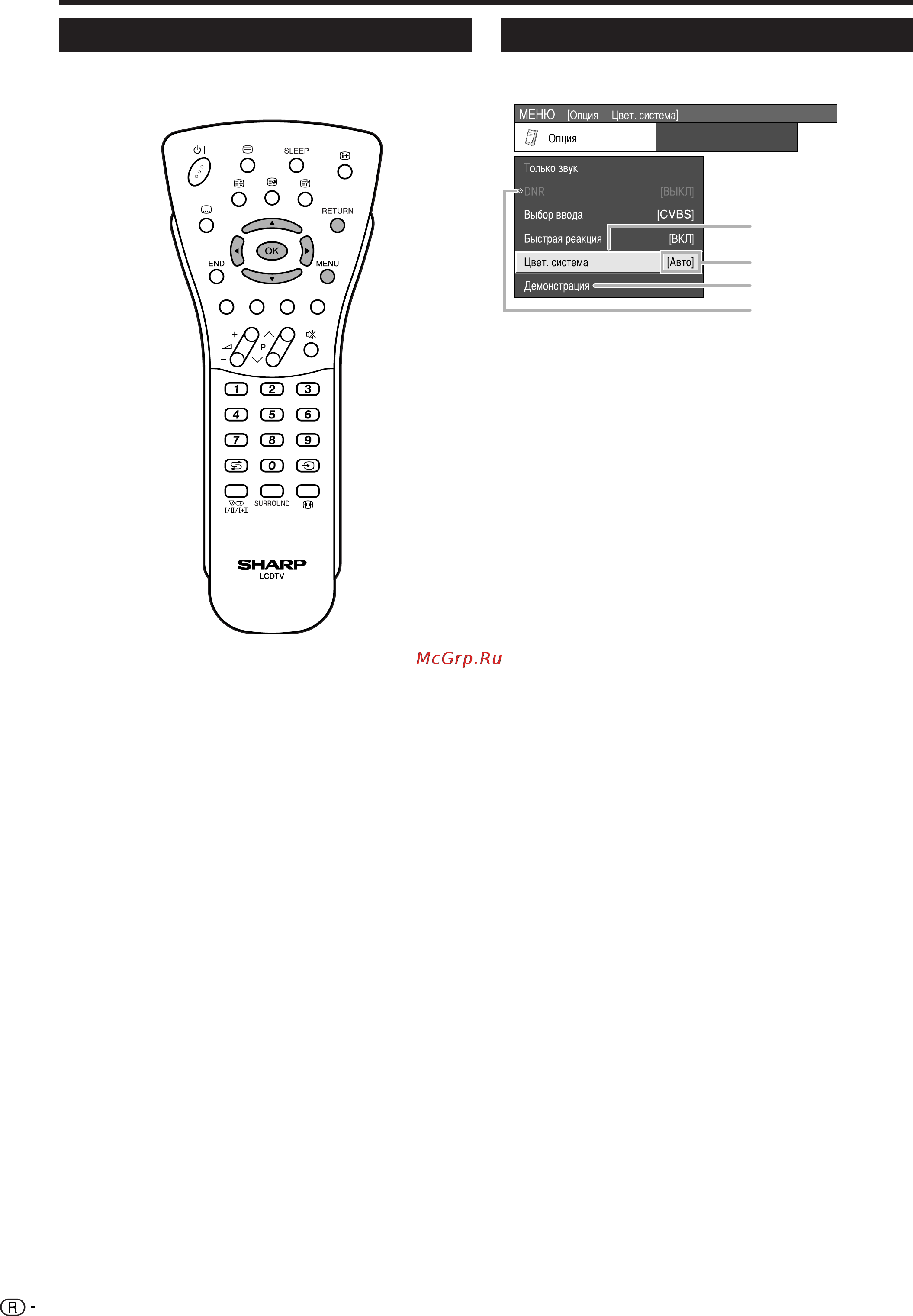 Sharp LC-32 P55E [12/28] Операции меню