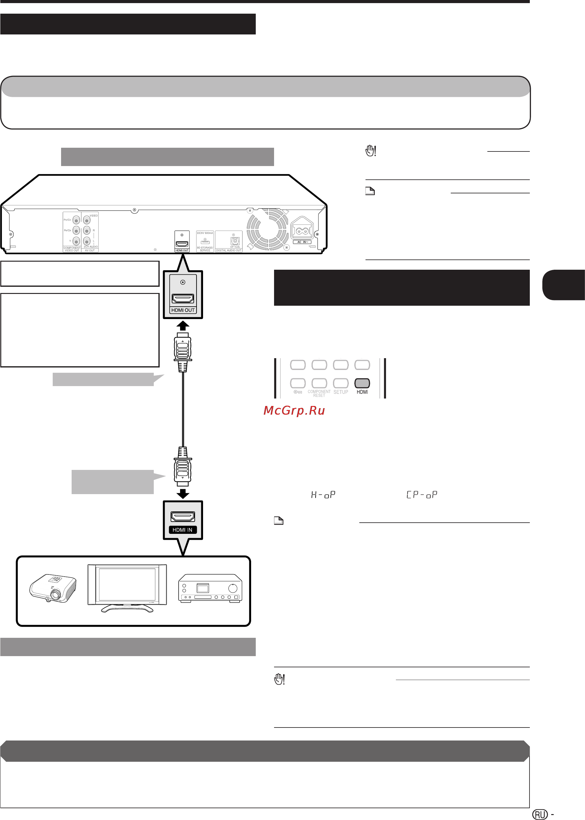 Sharp BD-HP21 RU [17/47] Подключение к разъему hdmi