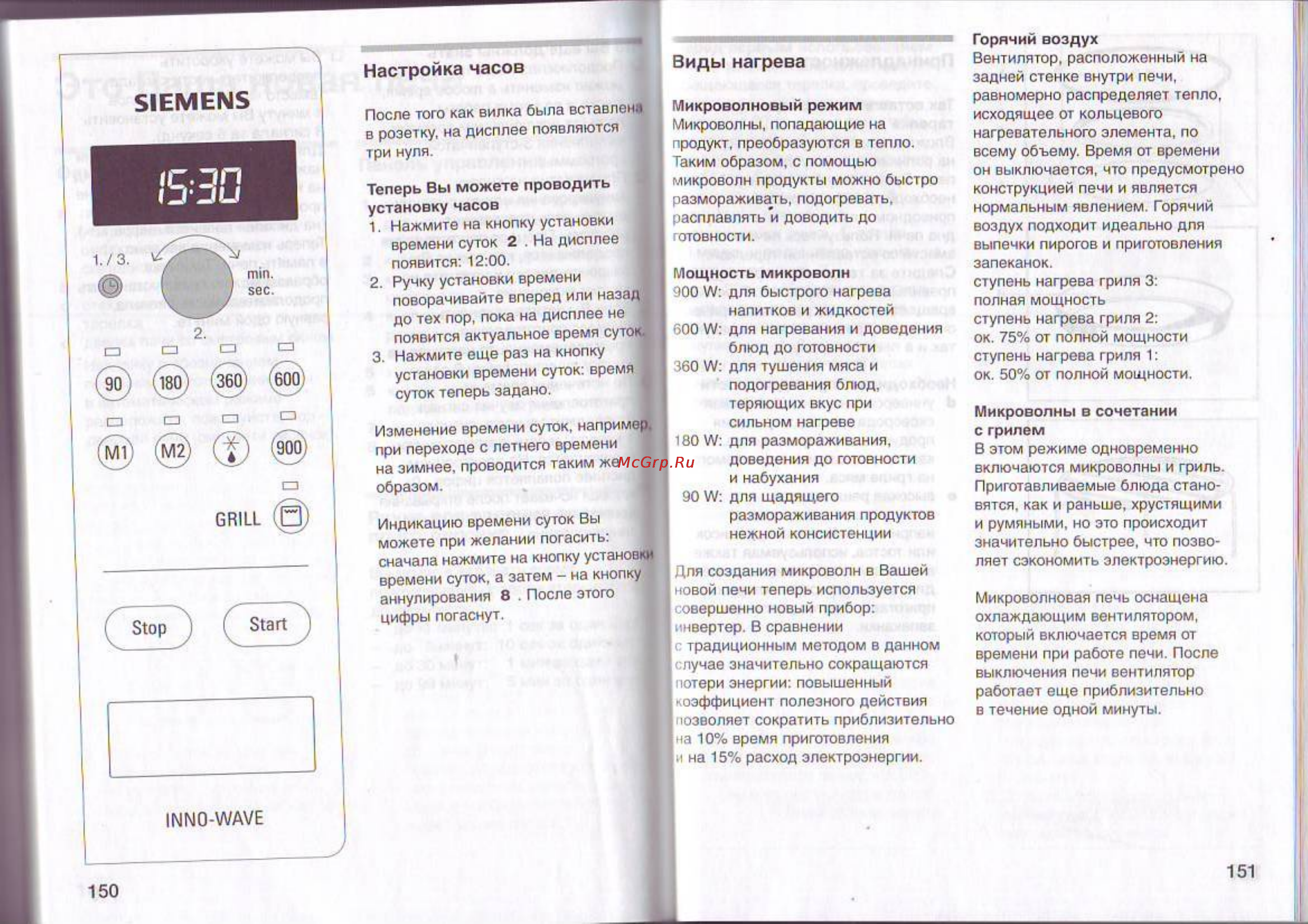 Siemens HF 17556 EU [9/25] Виды нагрева