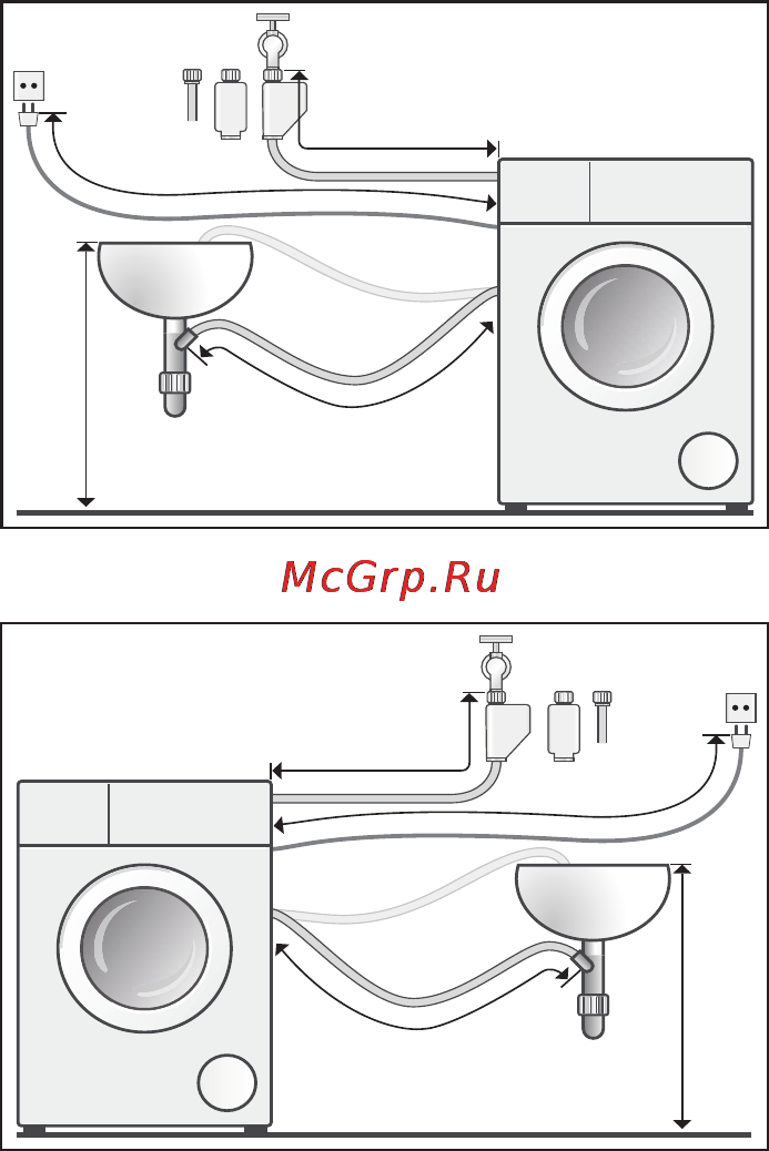 Siemens WM16W540OE [45/52] Длина шлангов и кабеля