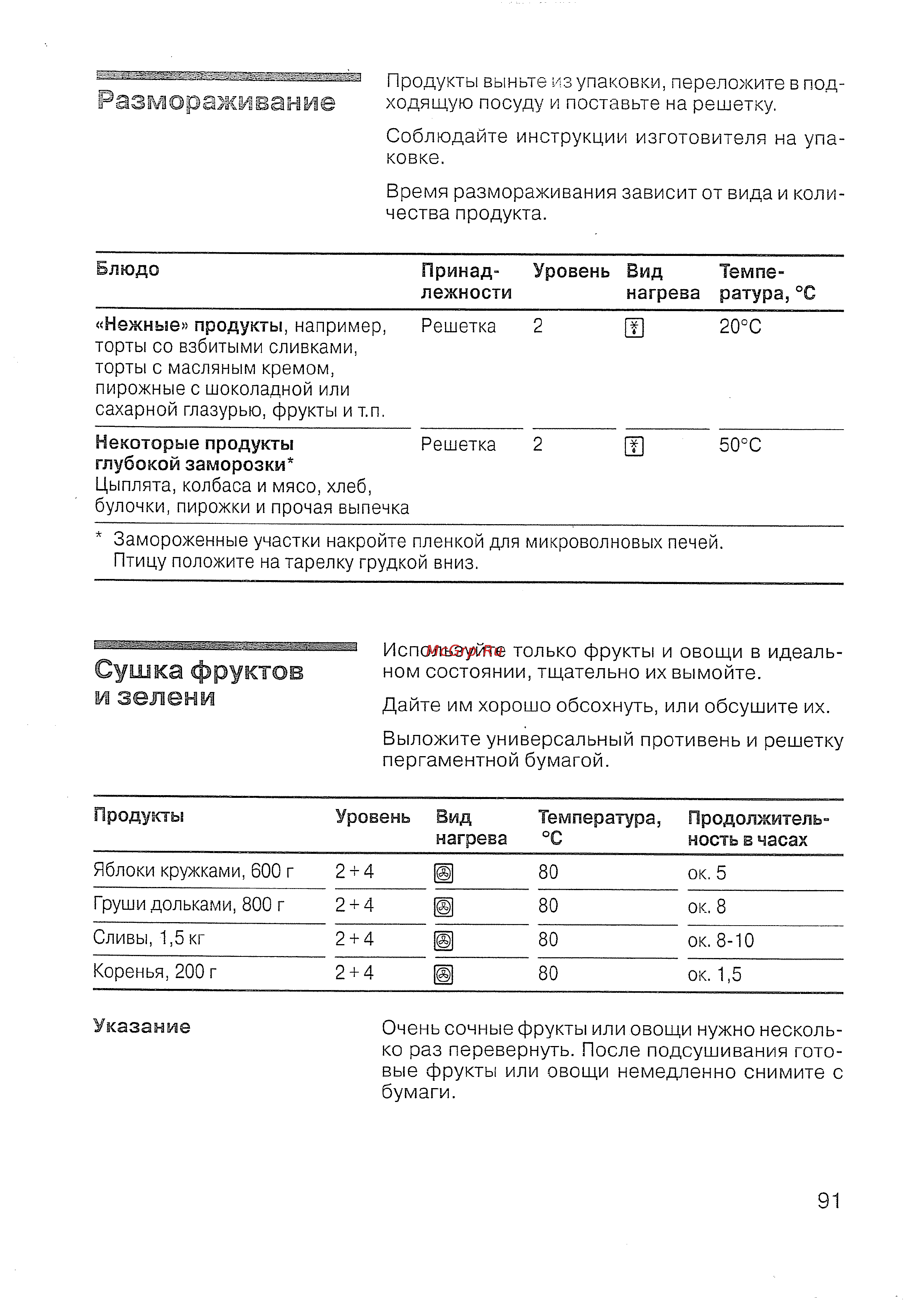 Siemens HB 780570 [88/98] Размораживание