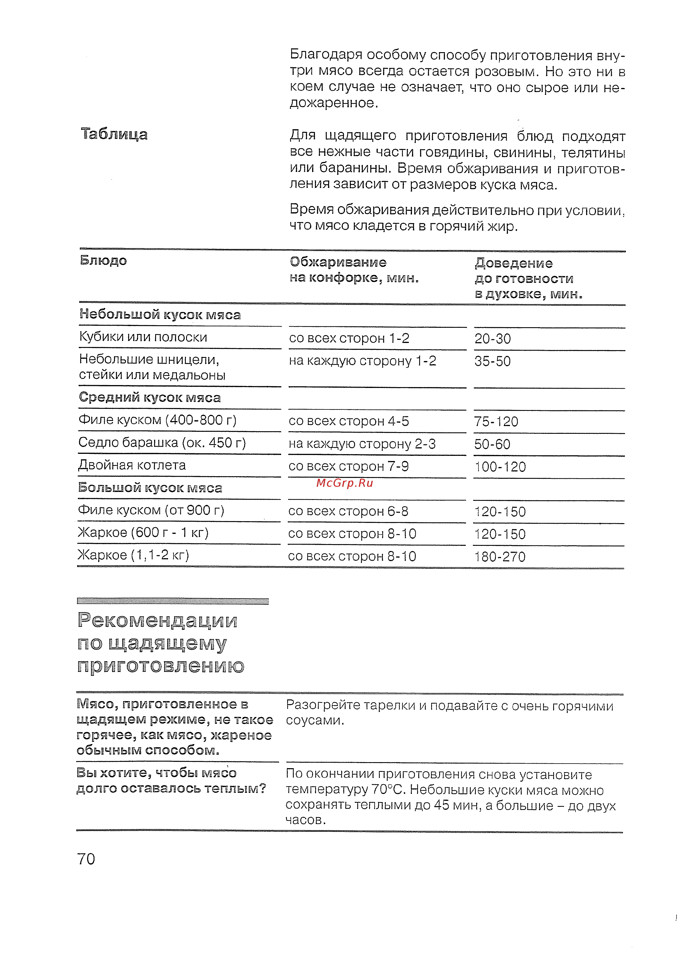 Siemens HB 770560 E [72/84] Рекосшендации по щадящему пр отовдаишо