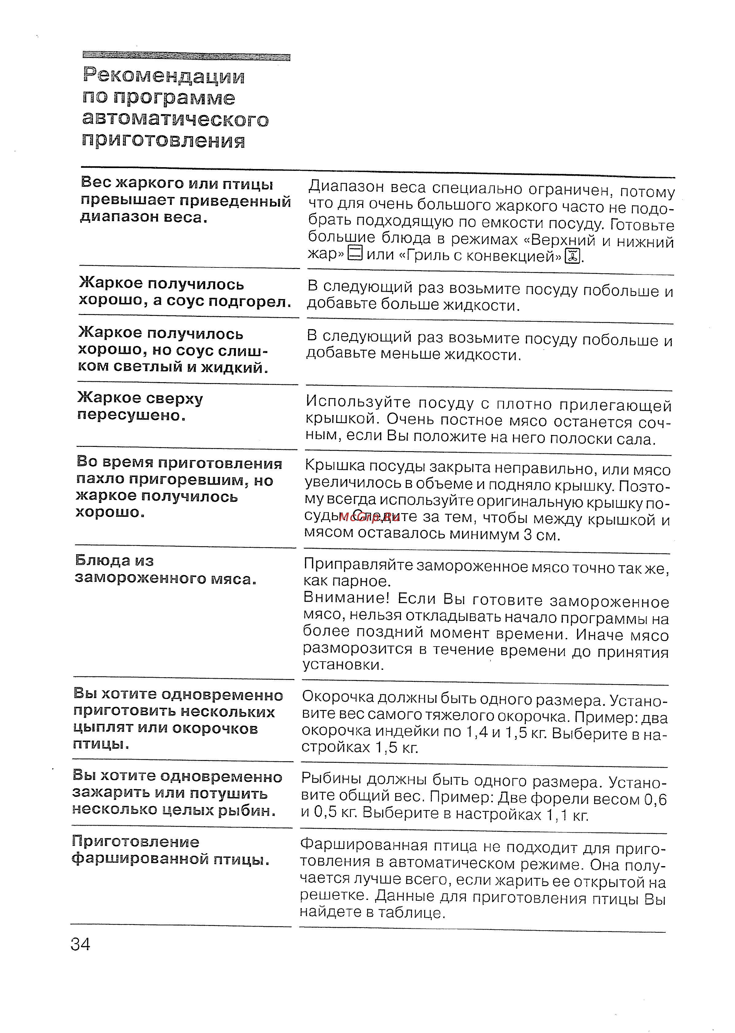Siemens HB 780670 [35/98] Рекомендации по программе автоматического приготовления