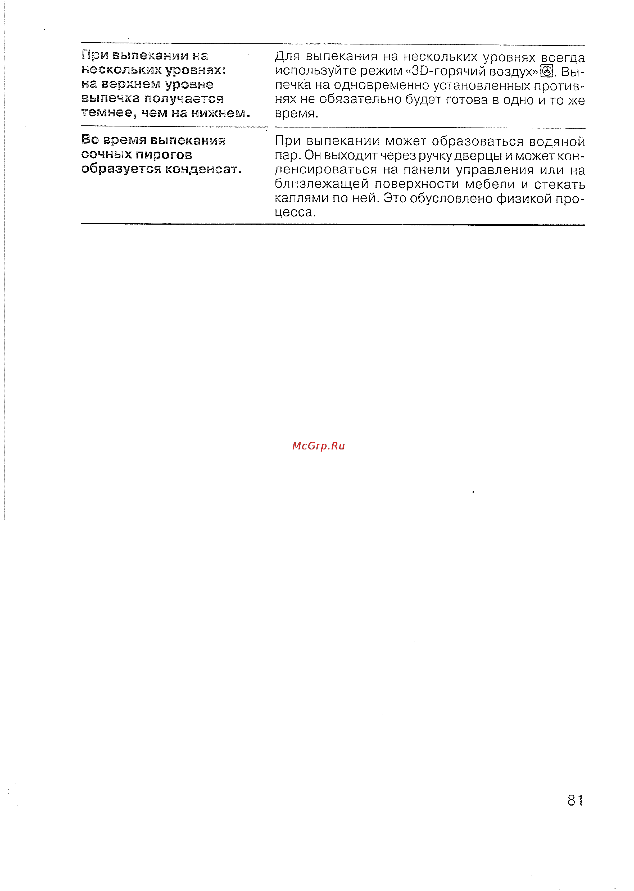 Siemens HB 780670 [78/98] Во время выпекания сочных пирогов образуется конденсат