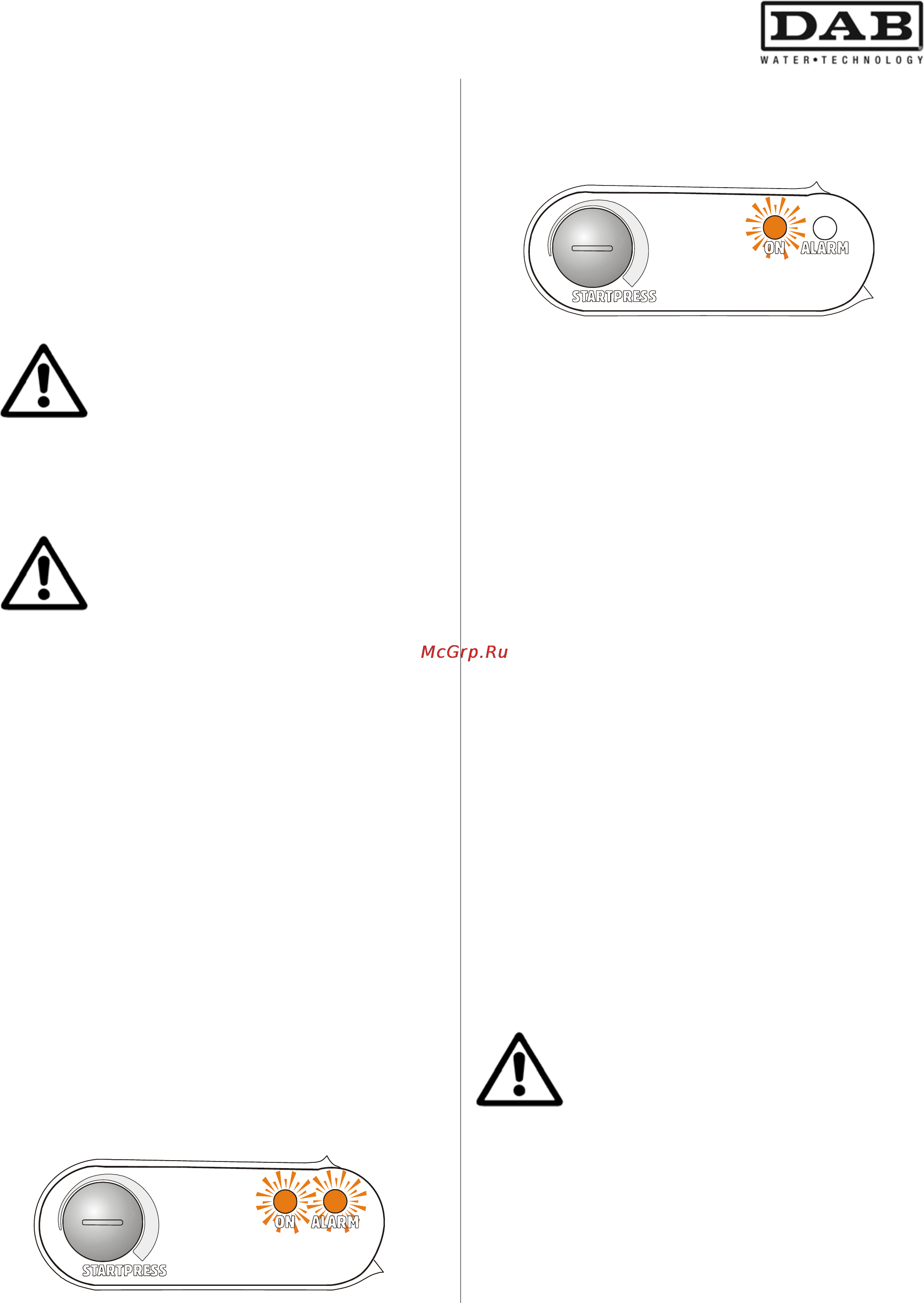 DAB ACTIVE J 102 M [73/204] Regulación de la presión de start y stop