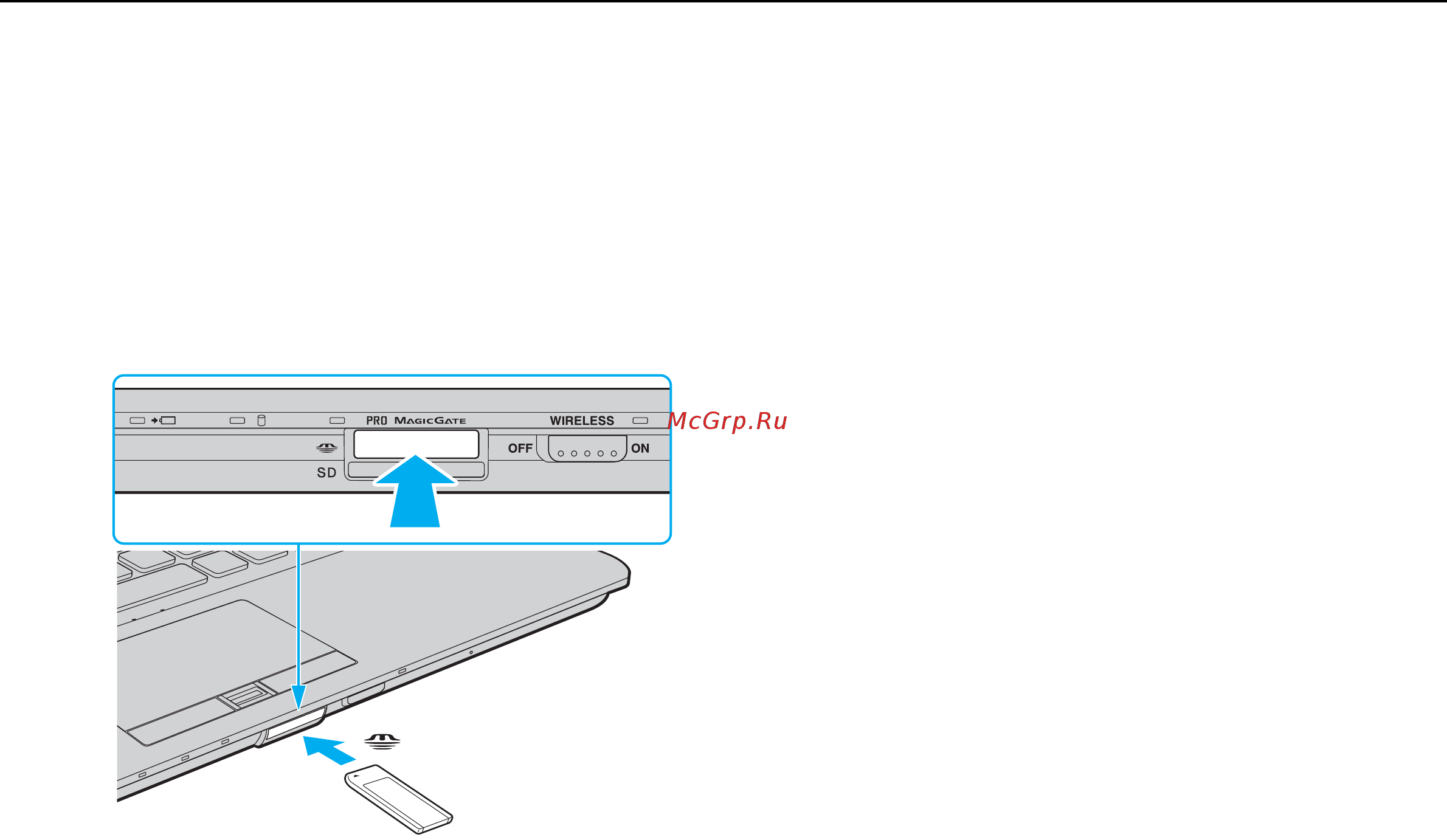 Sony VGN-Z41VRD /X Grey [43/222] Установка и извлечение карты памяти memory stick