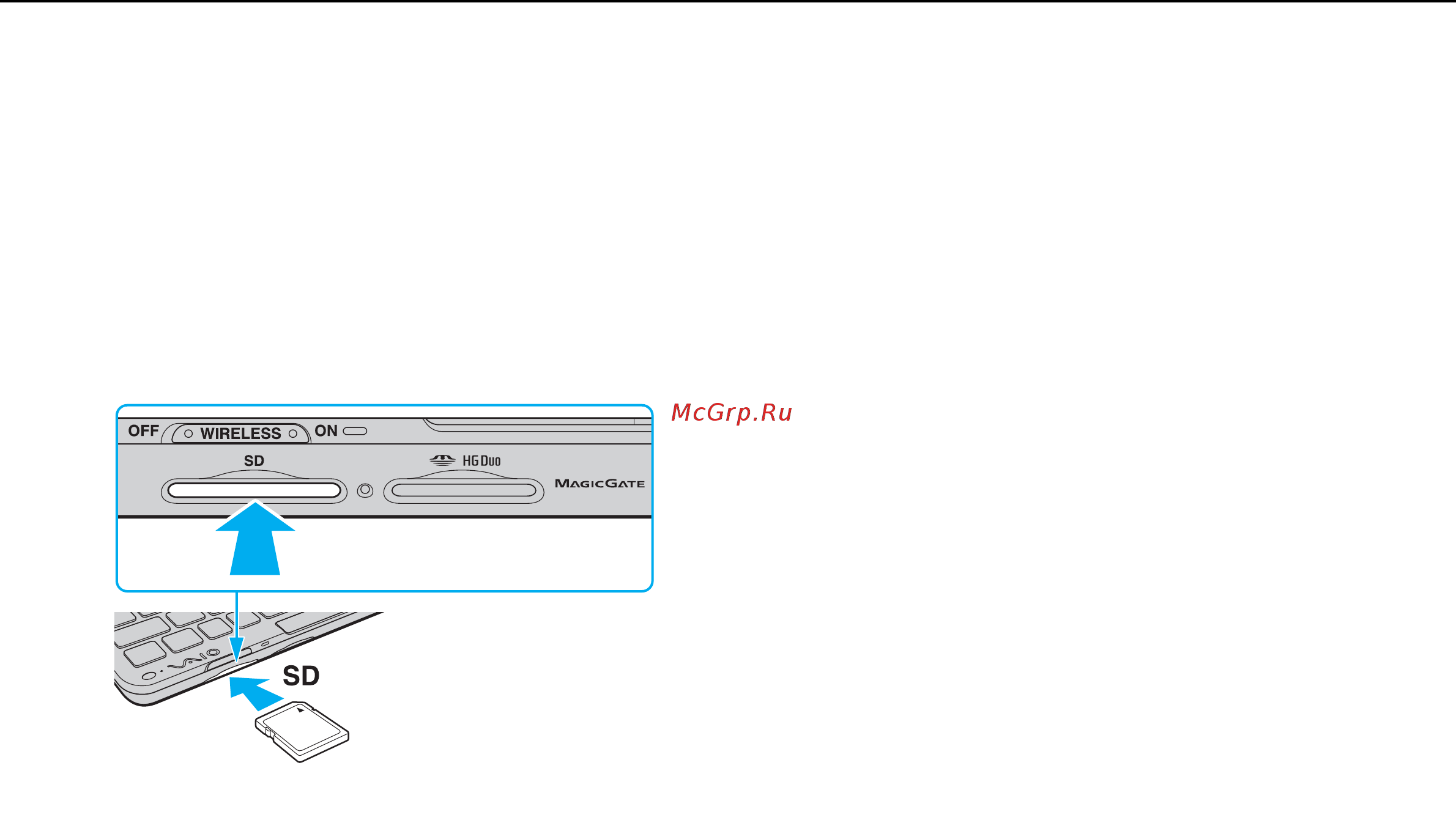 Sony VGN-P21ZR /W White [42/171] Процедура установки карты памяти sd