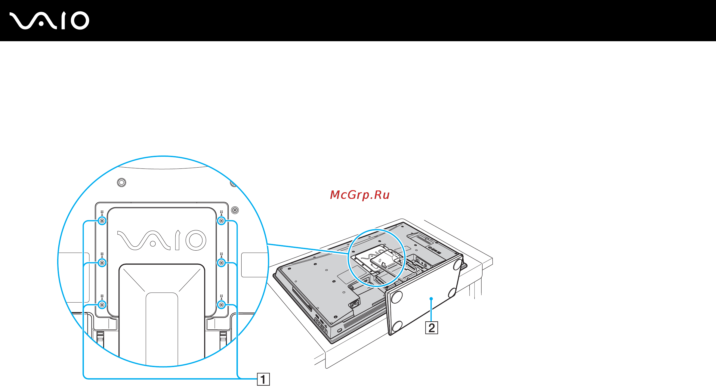 Sony VAIO VGC-LV1SR [35/202] Процедура открытия отверстий крепления