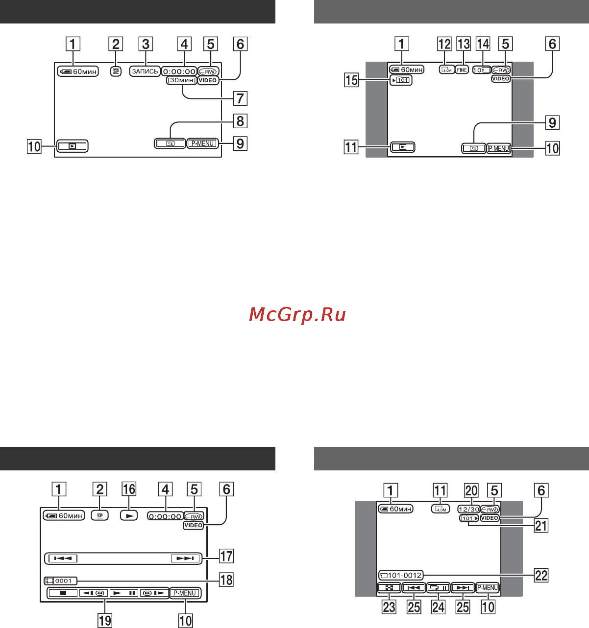 Sony DCR-DVD505 E [48/164] Индикаторы отображаемые во время записи воспроизведения
