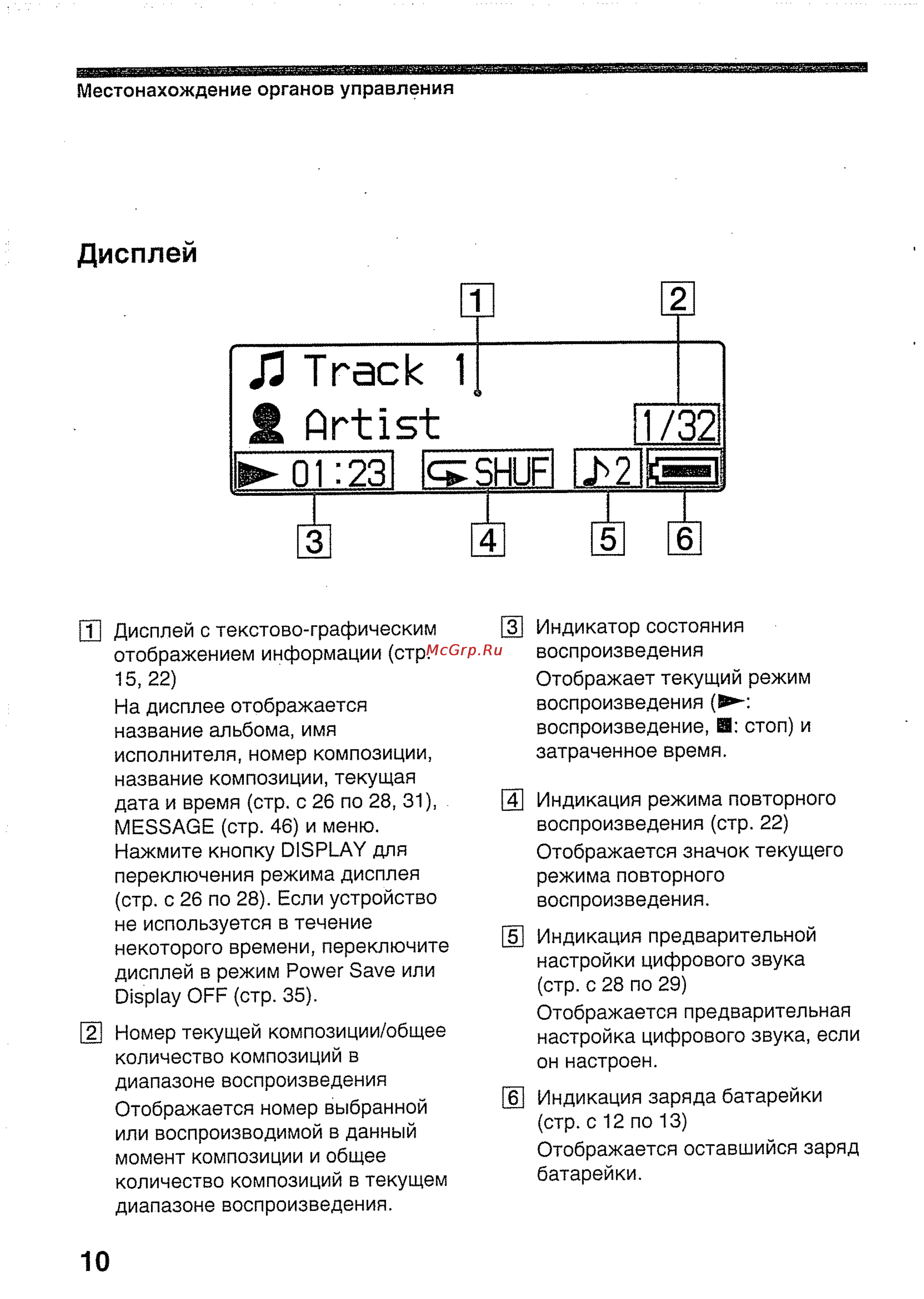 Sony NW-E407/B [10/56] Дисплей